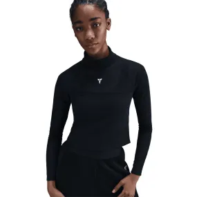 WMNS KOBE DETAILS LS CROP TOP - BLACK Antibacterial Finish