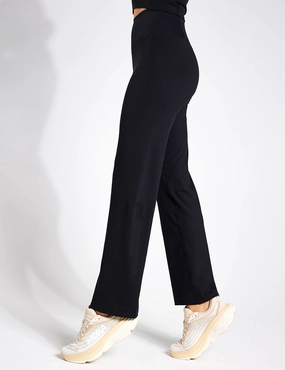 Abrasion Free Zippers Straight Leg Yoga Joggers - Black