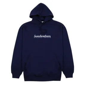 Street Season Adjustable Drawstrings Bored of Southsea Hammer Hoodie - Navy / White