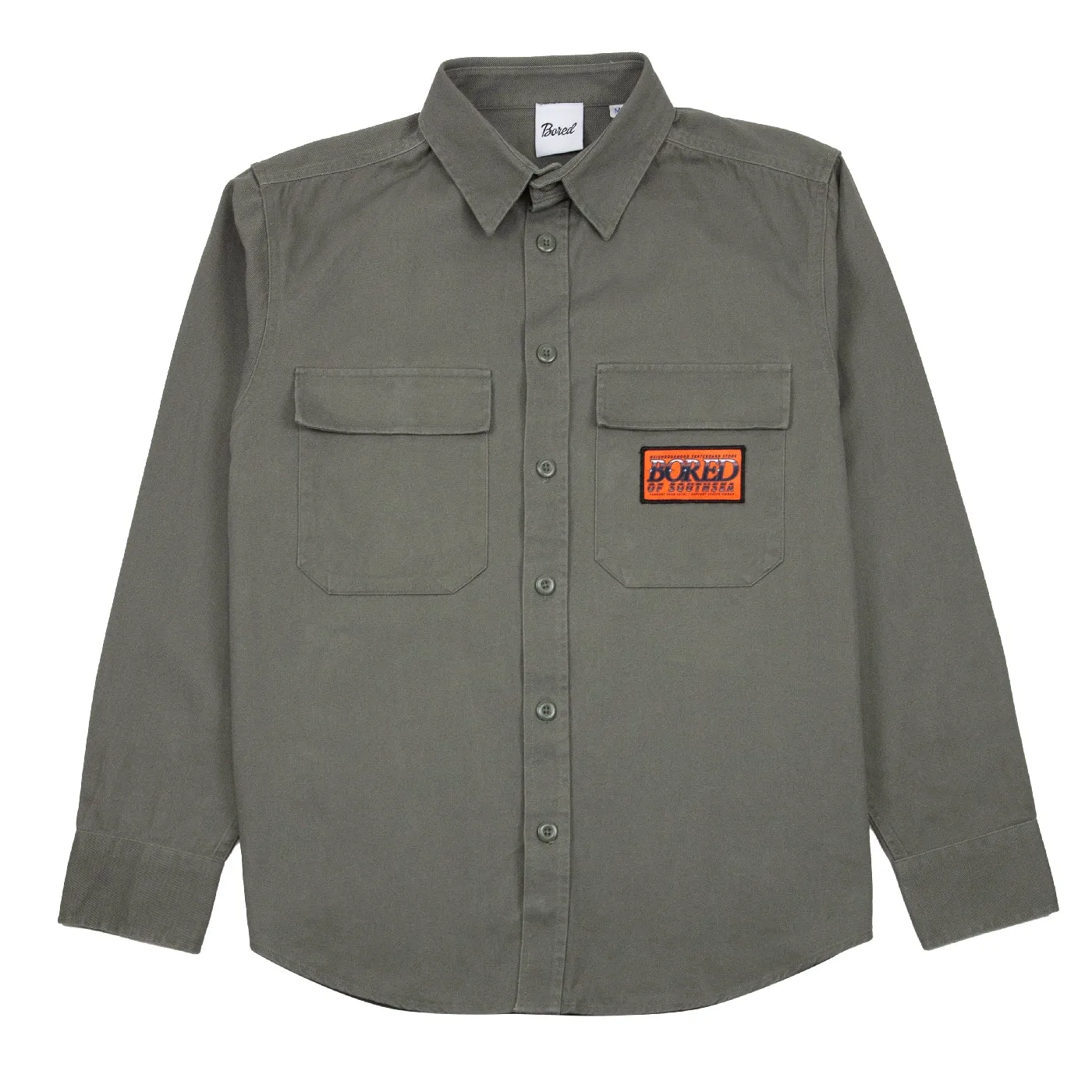 Trendy Vibes Bored of Southsea Neighbourhood  L/S Overshirt - Uniform Green