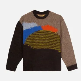 Sky Mood WrinkleFreeTexture BOXY KNIT SWEATER - BROWN MULTI