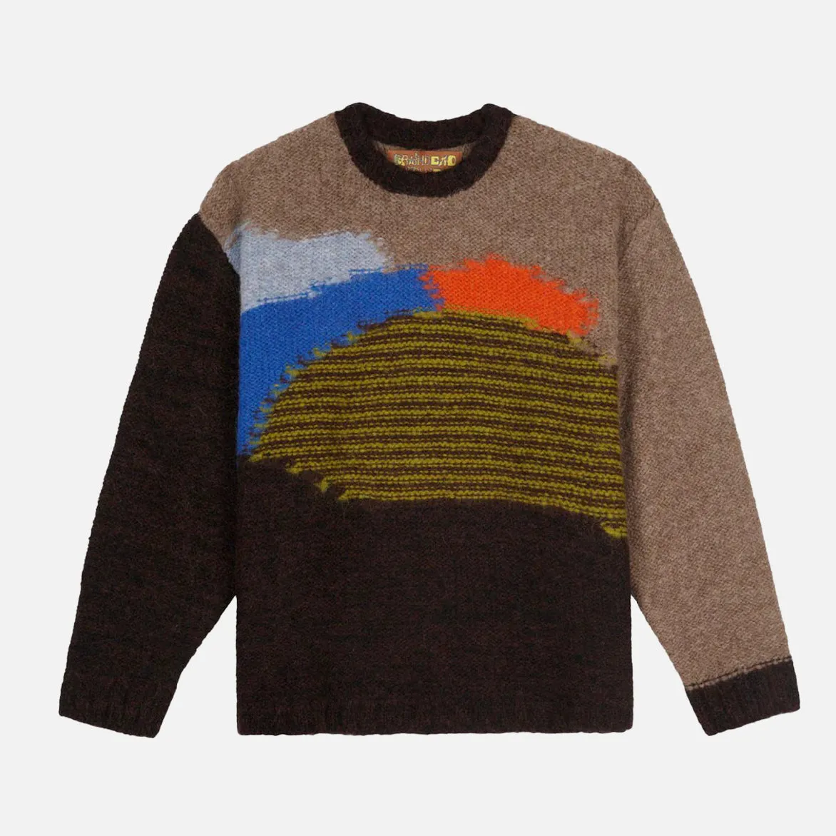 Sky Mood WrinkleFreeTexture BOXY KNIT SWEATER - BROWN MULTI