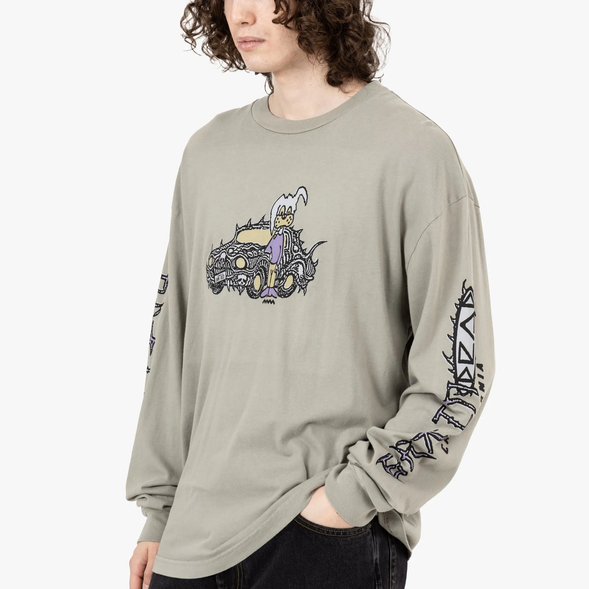 Brain Dead Bio Dog Long Sleeve T-shirt / Seagrass tag abstract hem