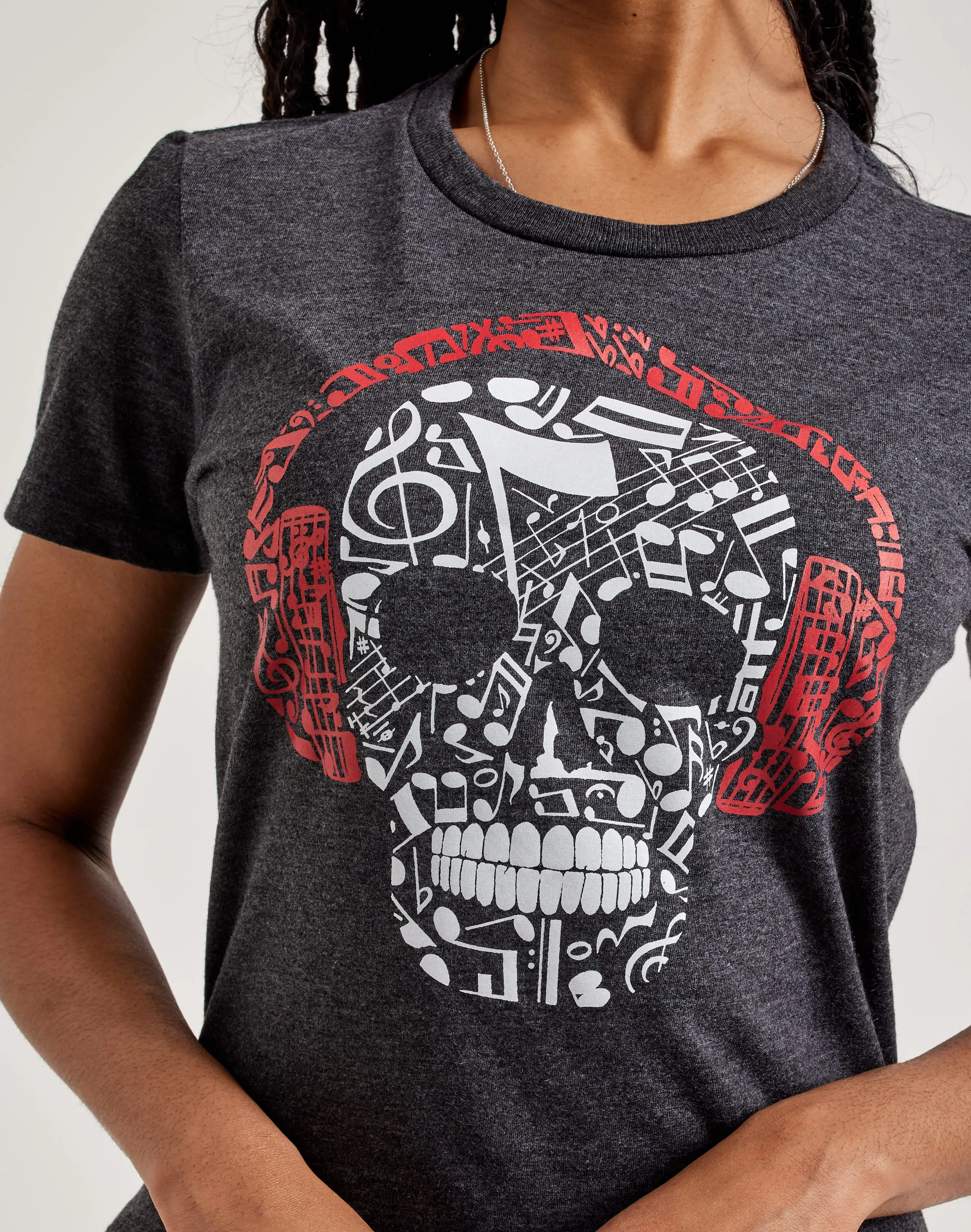 LA Pop Art Music Notes Skull Tee Desert Heat