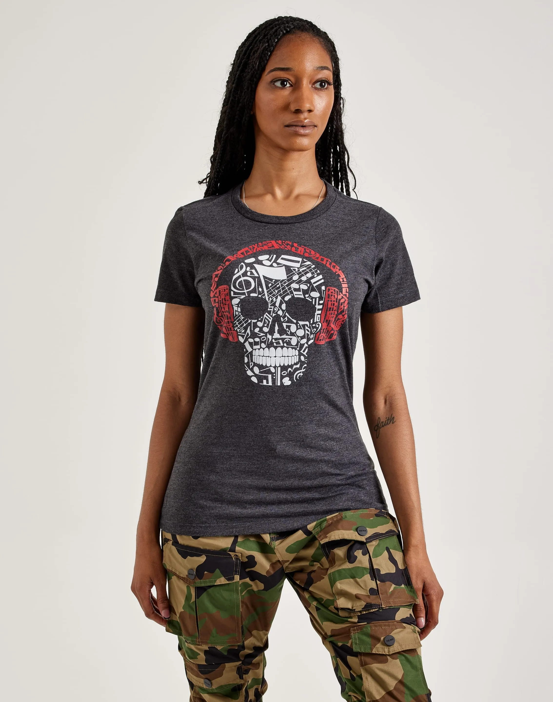 LA Pop Art Music Notes Skull Tee Luxury Mood Mom Soft