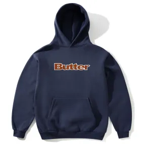 Butter Goods - Ripstop Logo Applique Hoodie Navy Drop Shoulder Construction