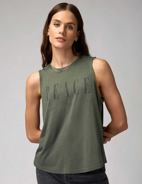 Peace Jade Muscle Tank - Olive Green Heat resistant