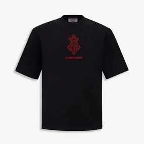 Jump Core ALMOST GODS | ALPHA CROSS EMBROIDERED RELAXED TEE { BLACK