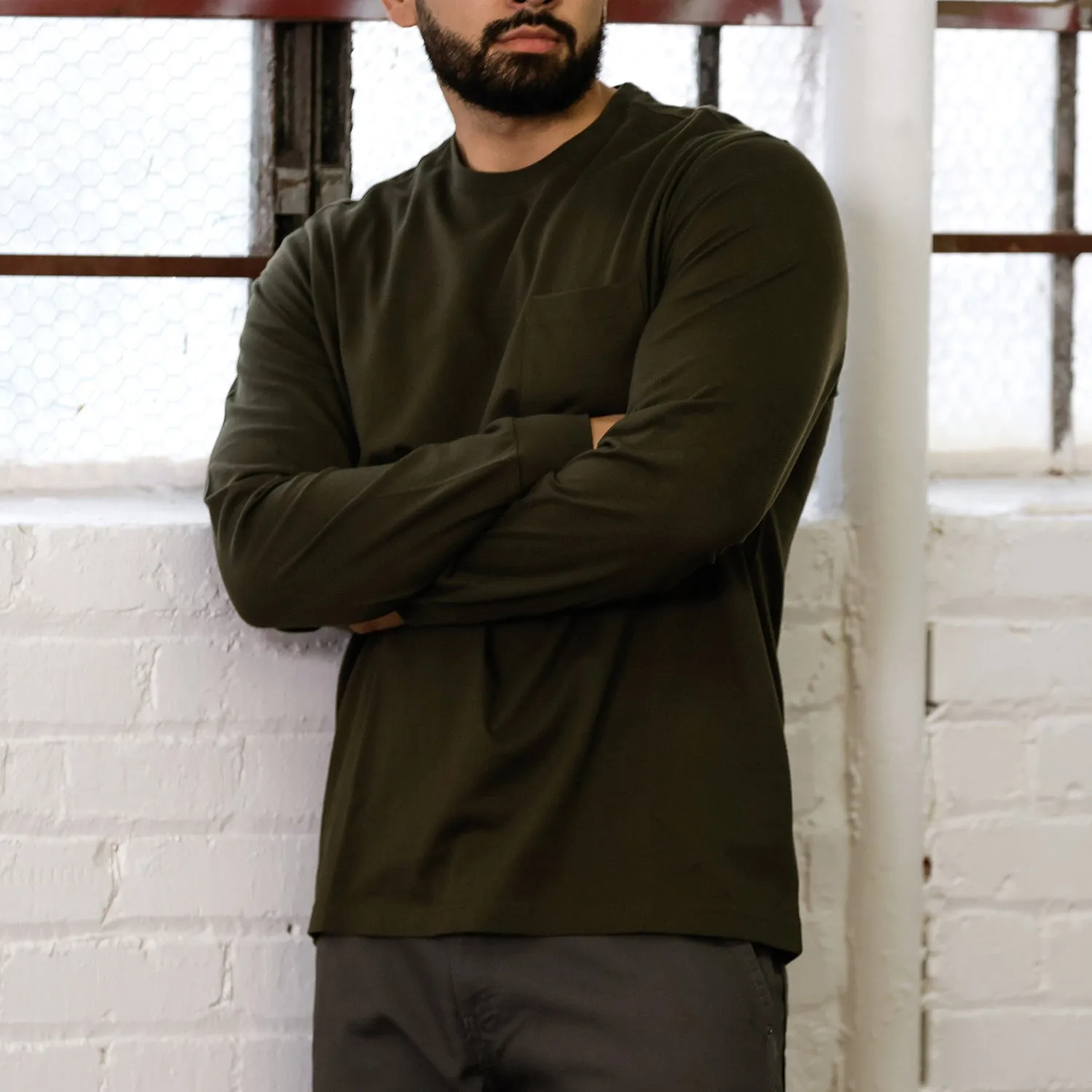 GentleWaistband Long Sleeve Work Shirt - Mens