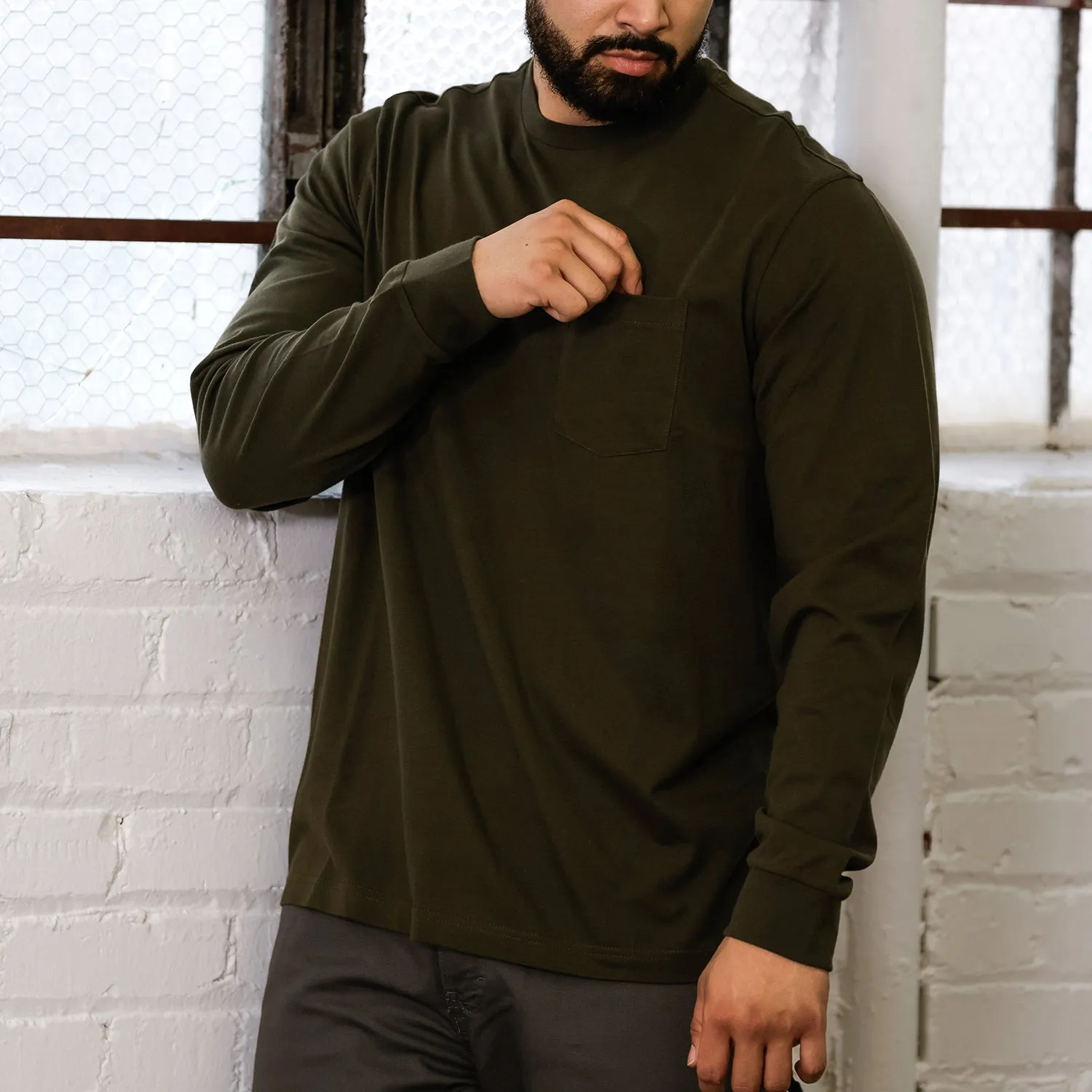 Tailored Fit Long Sleeve Work Shirt - Mens