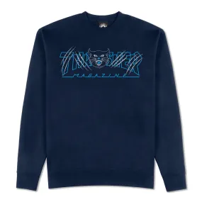 Thrasher Trasher Gato Crew Sweatshirt - Navy right for spring Travel Minimal