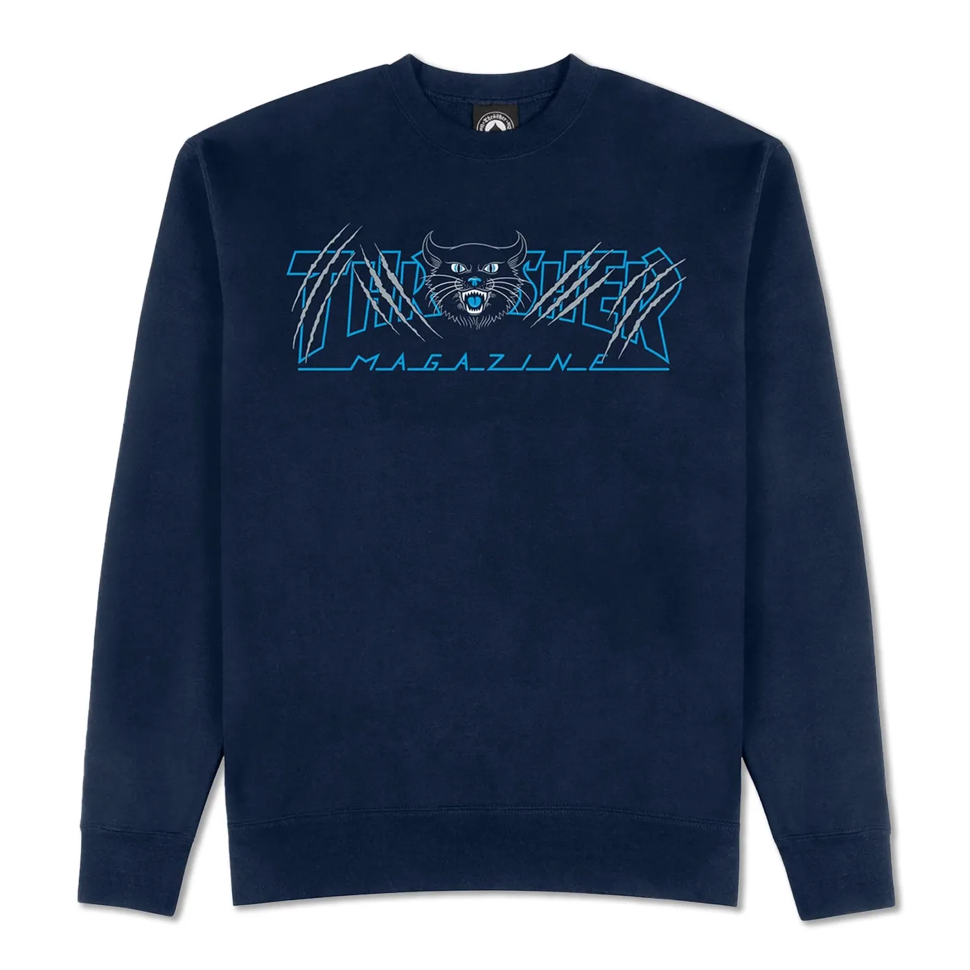 Home Relaxation Urban Cool Thrasher Trasher Gato Crew Sweatshirt - Navy