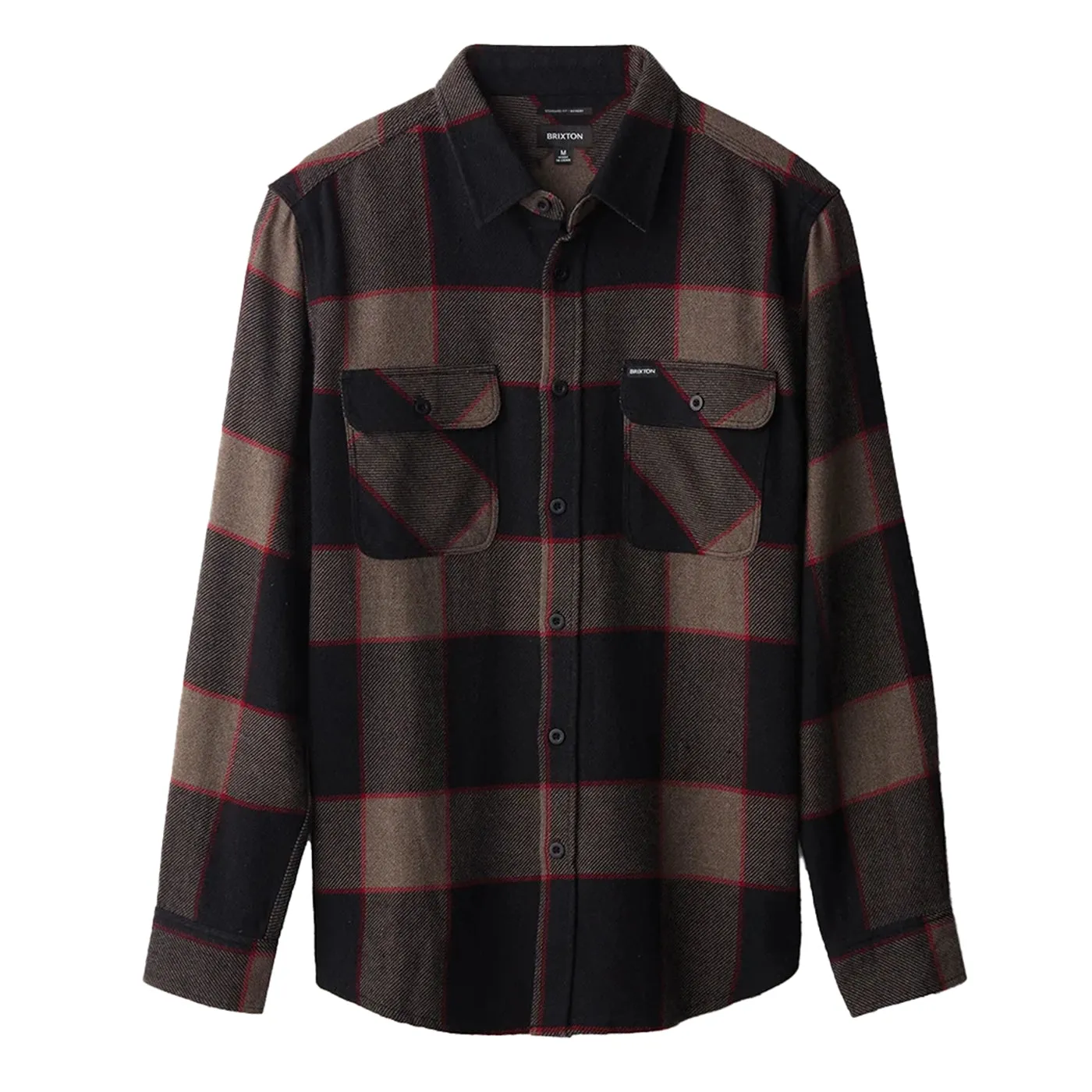 Brixton Bowery L/S  Flannel Shirt - Heather Grey / Charcoal Odor Control Technology