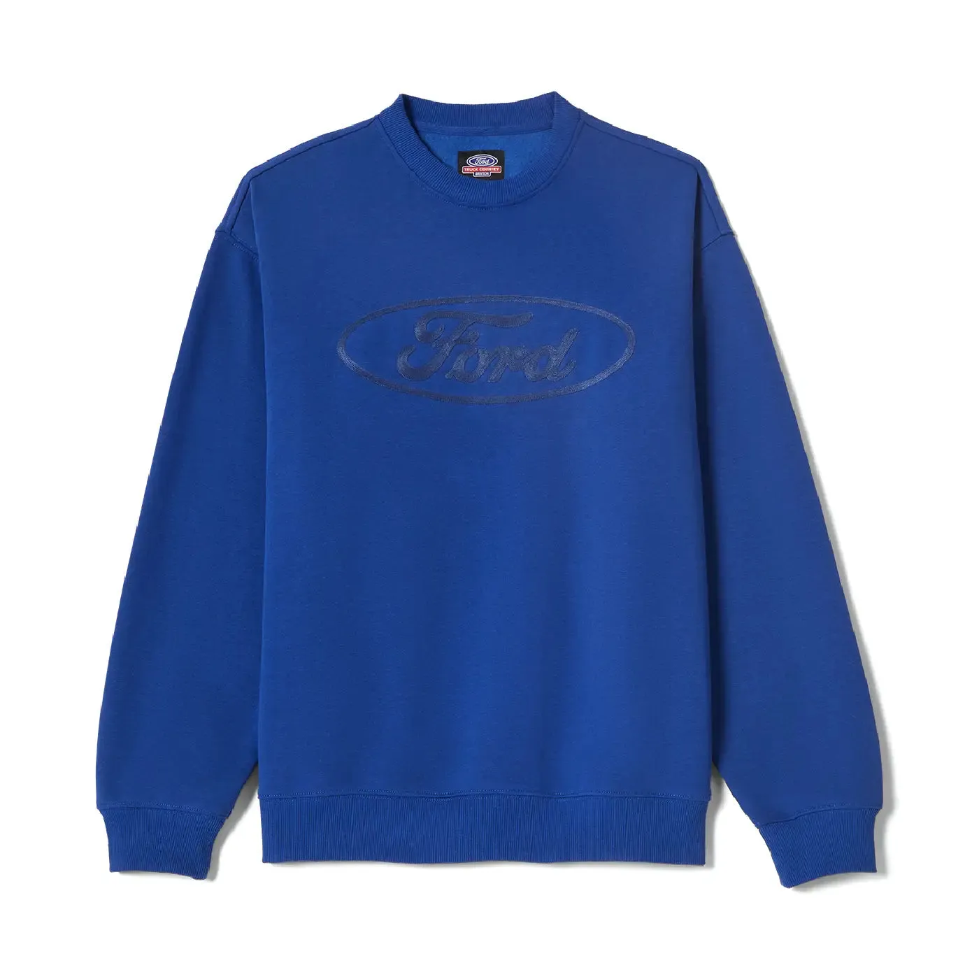 snap buttoned Brixton Ford Number One Fleece  Crew Sweatshirt - Ford Blue