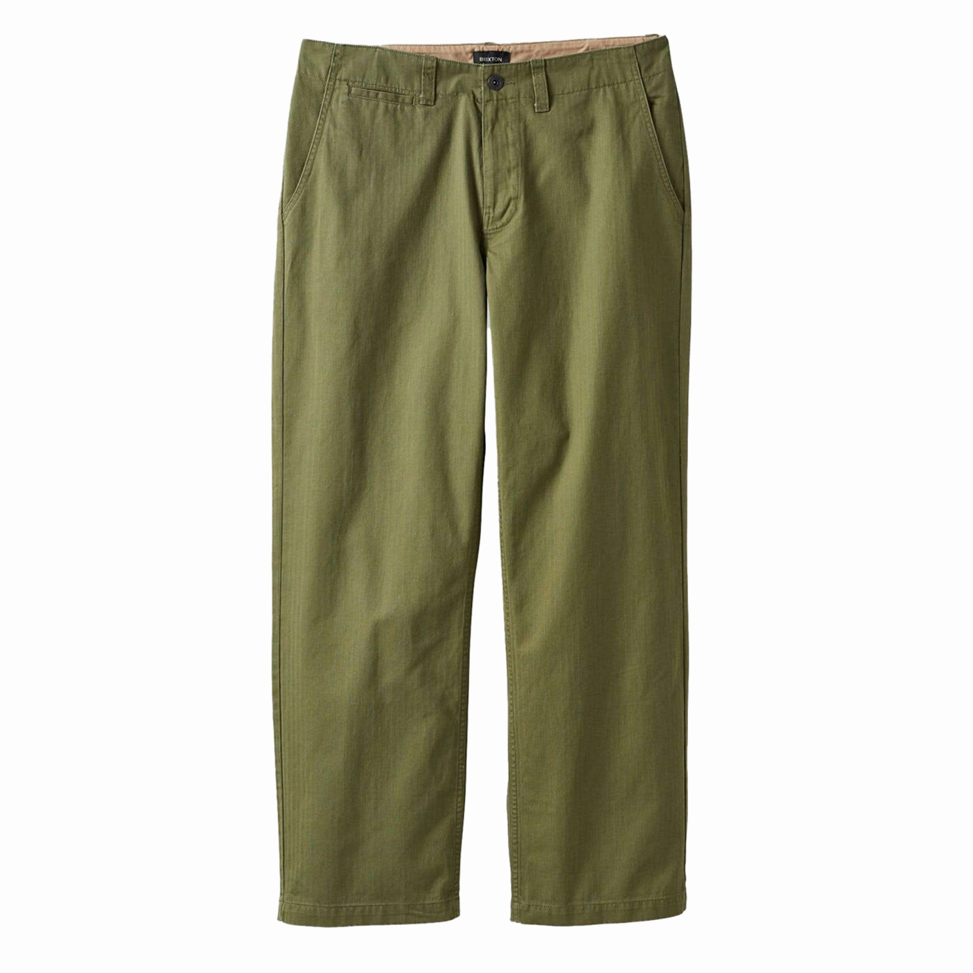 Brixton Surplus Herringbone Relaxed Trouser Pant - Olive Surplus Light Reflective Details SecureZipperClosures