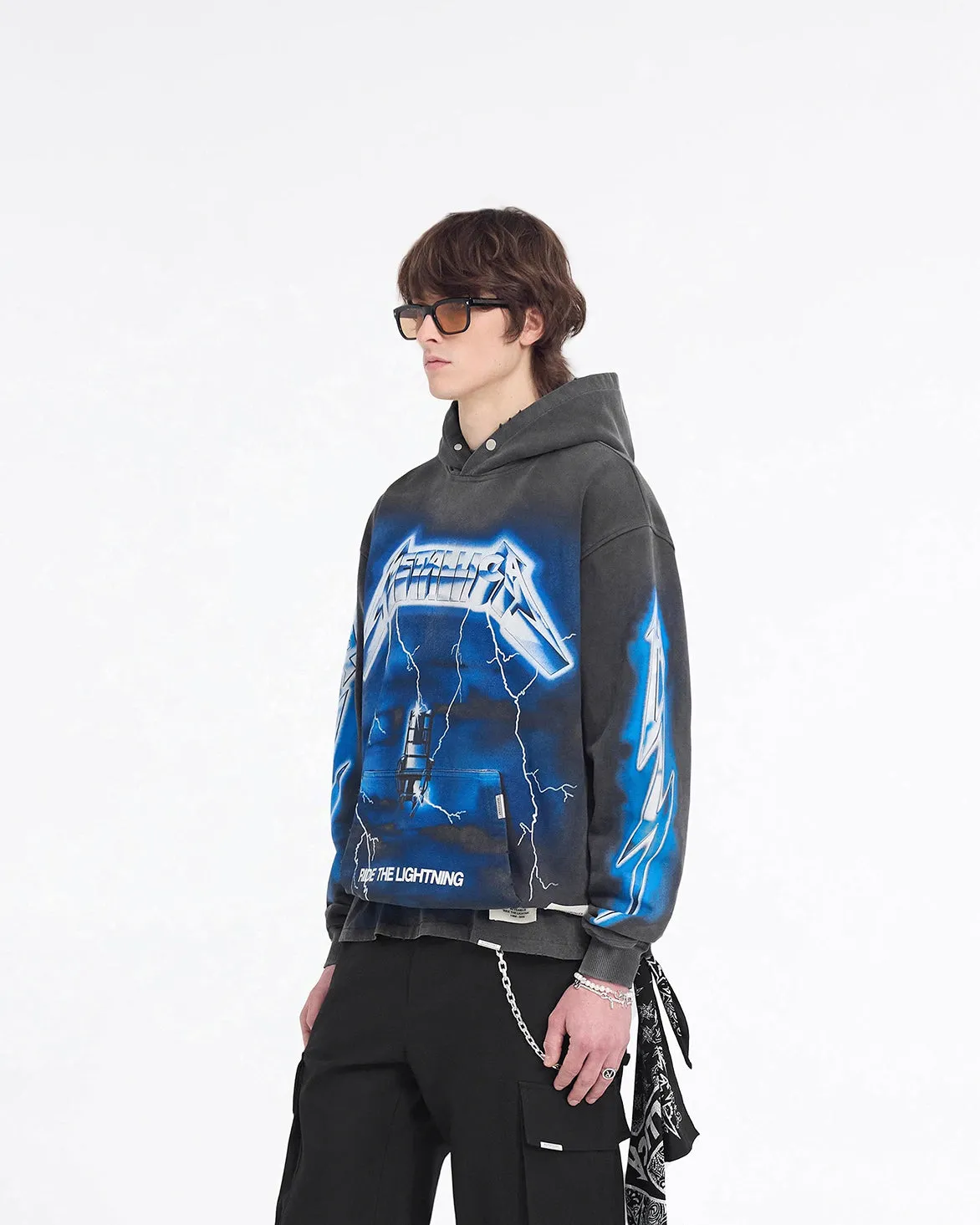Desk Style METALLICA RIDE THE LIGHTNING HOODIE - VINTAGE GREY