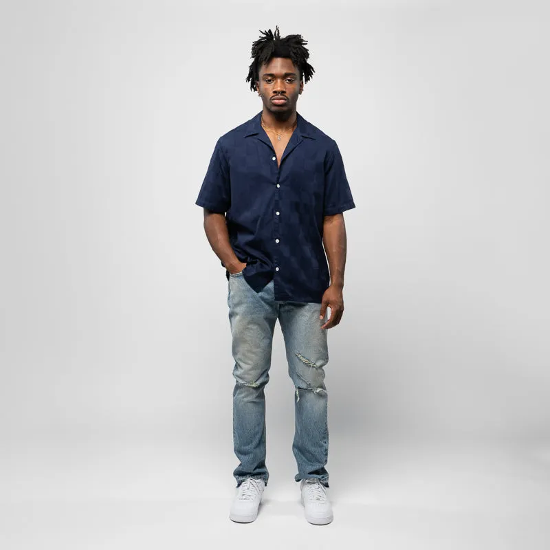 BTFL Checkered Sport Shirt - Indigo Durable Thread Construction