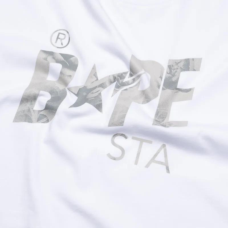 wedding attire volleyball venue A Bathing Ape Floral Solid Camo Bape Sta Logo Tee - White