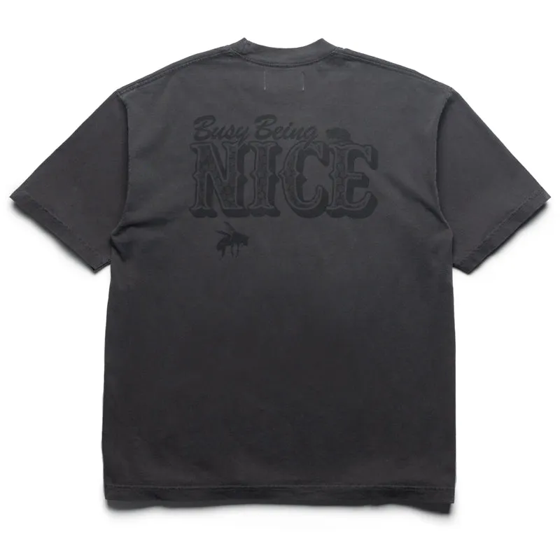 Politics Busy Being Nice Hive Tee - Vintage Black campervan venue