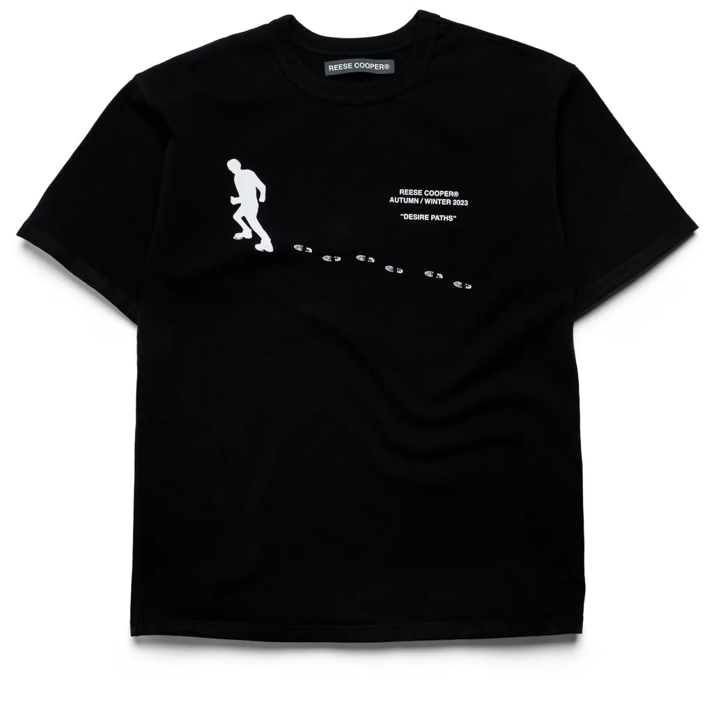 Reese Cooper Desire Paths Tee - Black Layered Hem Reinforcement