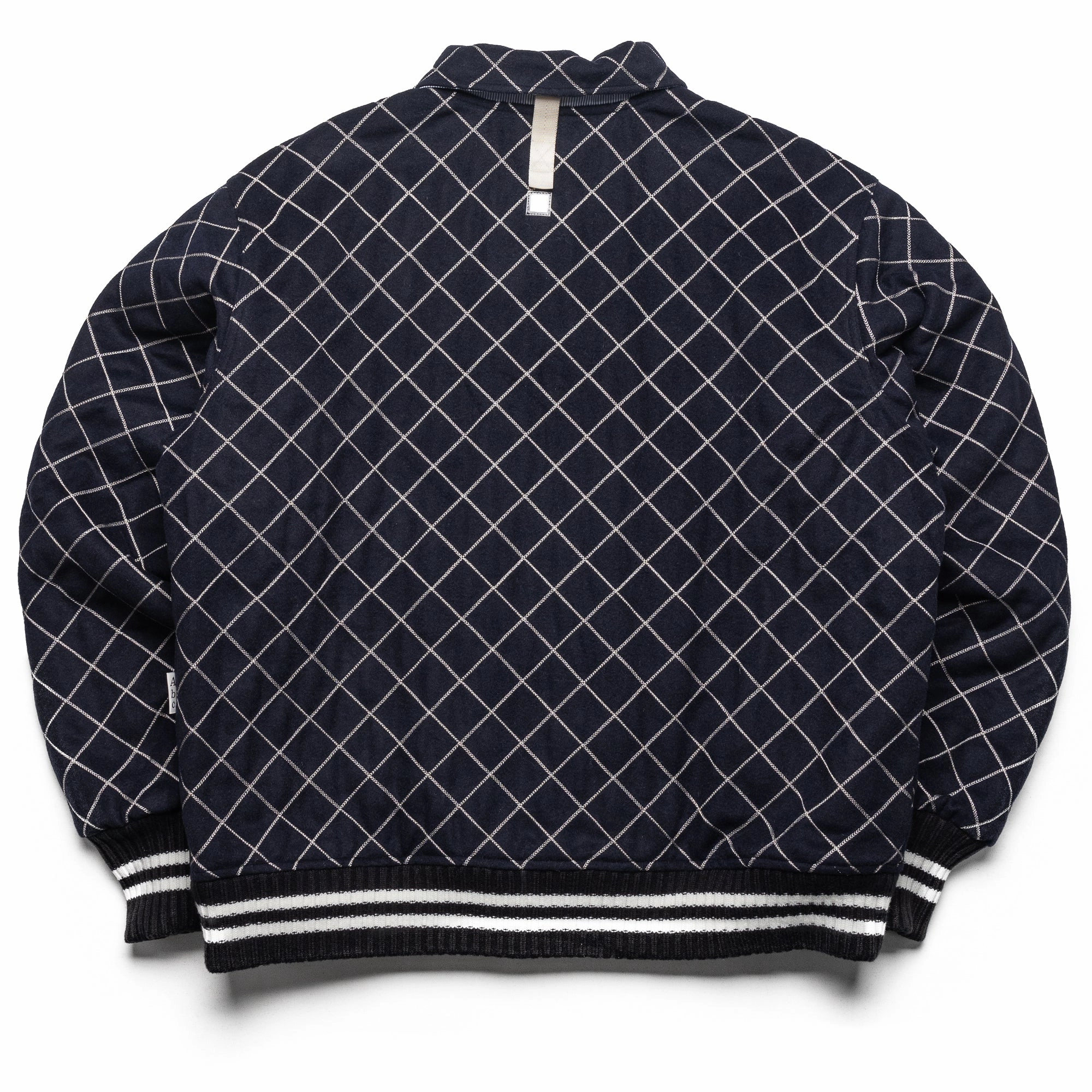 slim fit Custom Advisory Board Crystals Diamond Quilted Varsity Jacket - Navy
