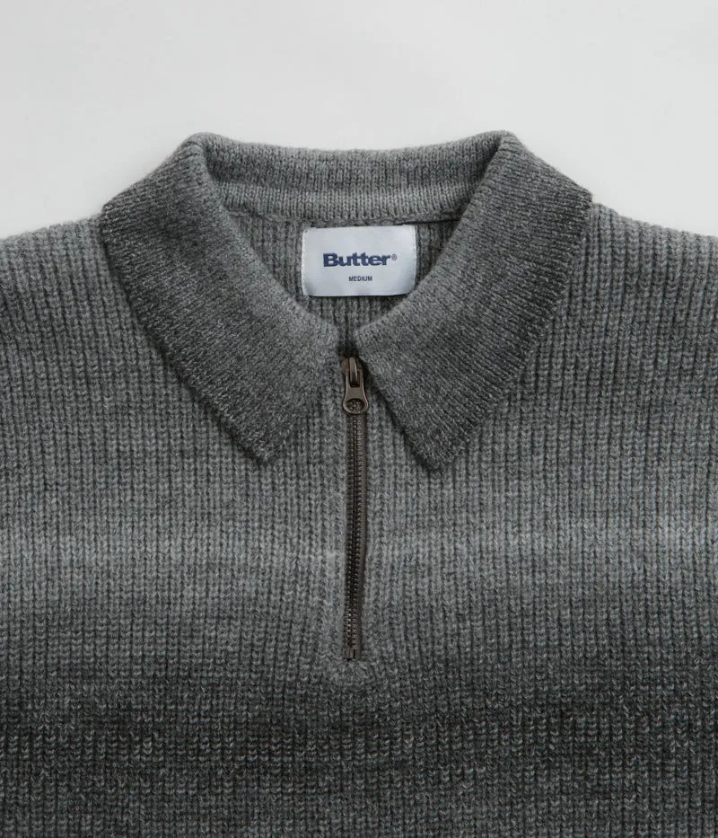 product smooth sleekness Butter Goods Beams 1/4 Zip Knit Polo Sweatshirt - Charcoal