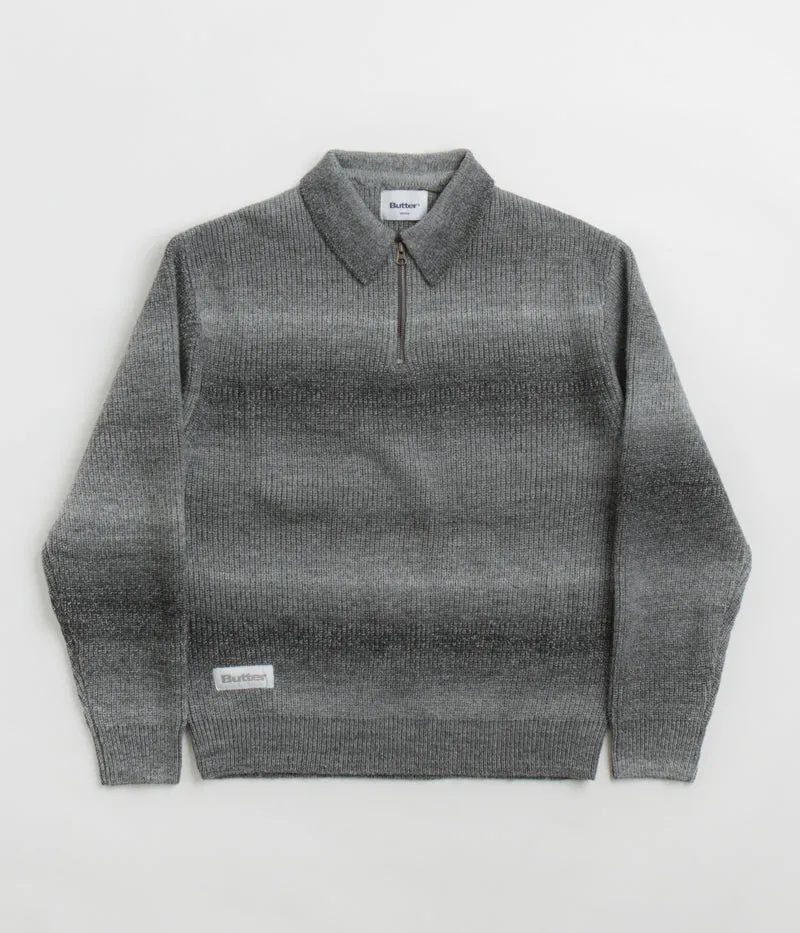 Soft Texture product gift worthiness Butter Goods Beams 1/4 Zip Knit Polo Sweatshirt - Charcoal
