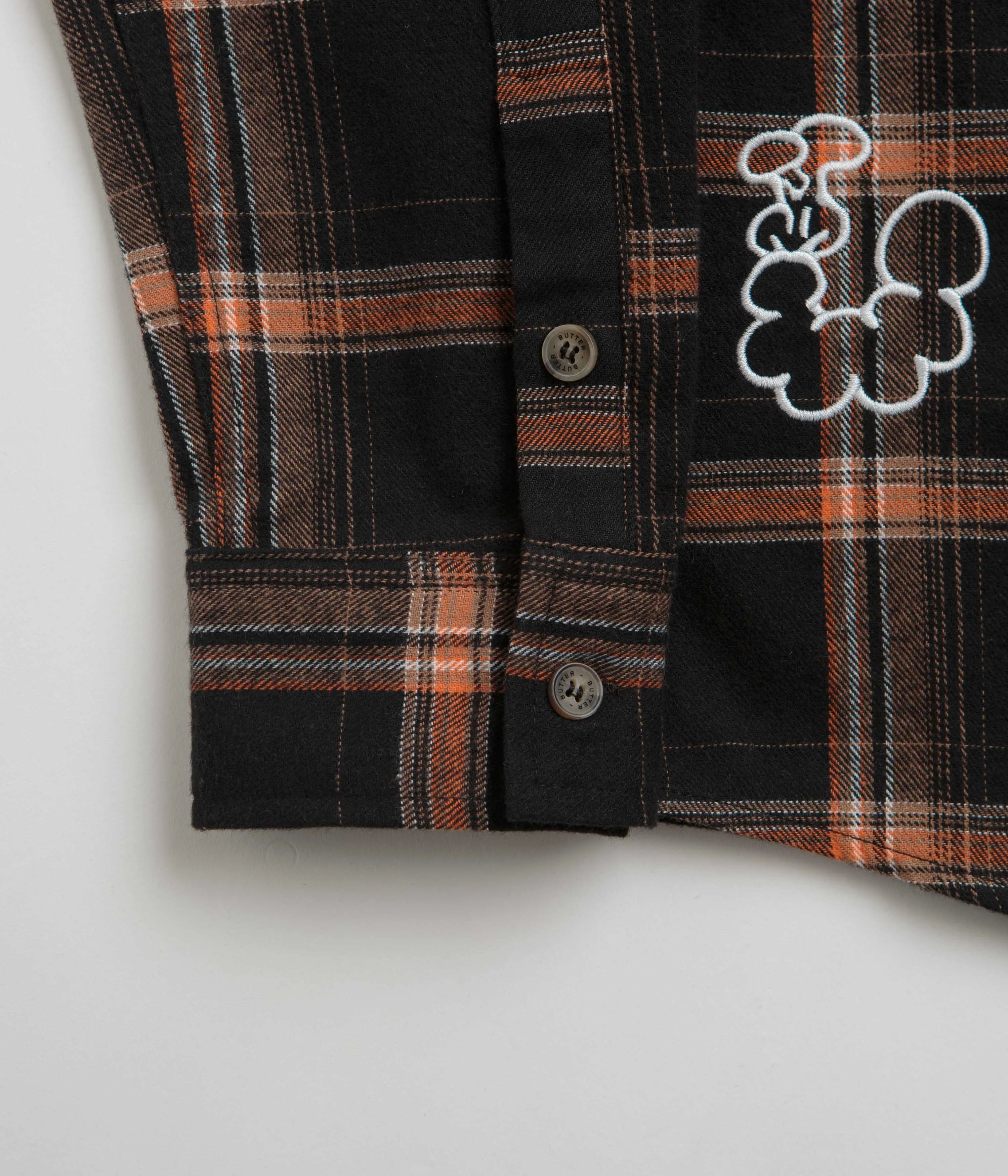 Butter Goods Bugs Flannel Shirt - Black Neutral Shade Bold Pattern