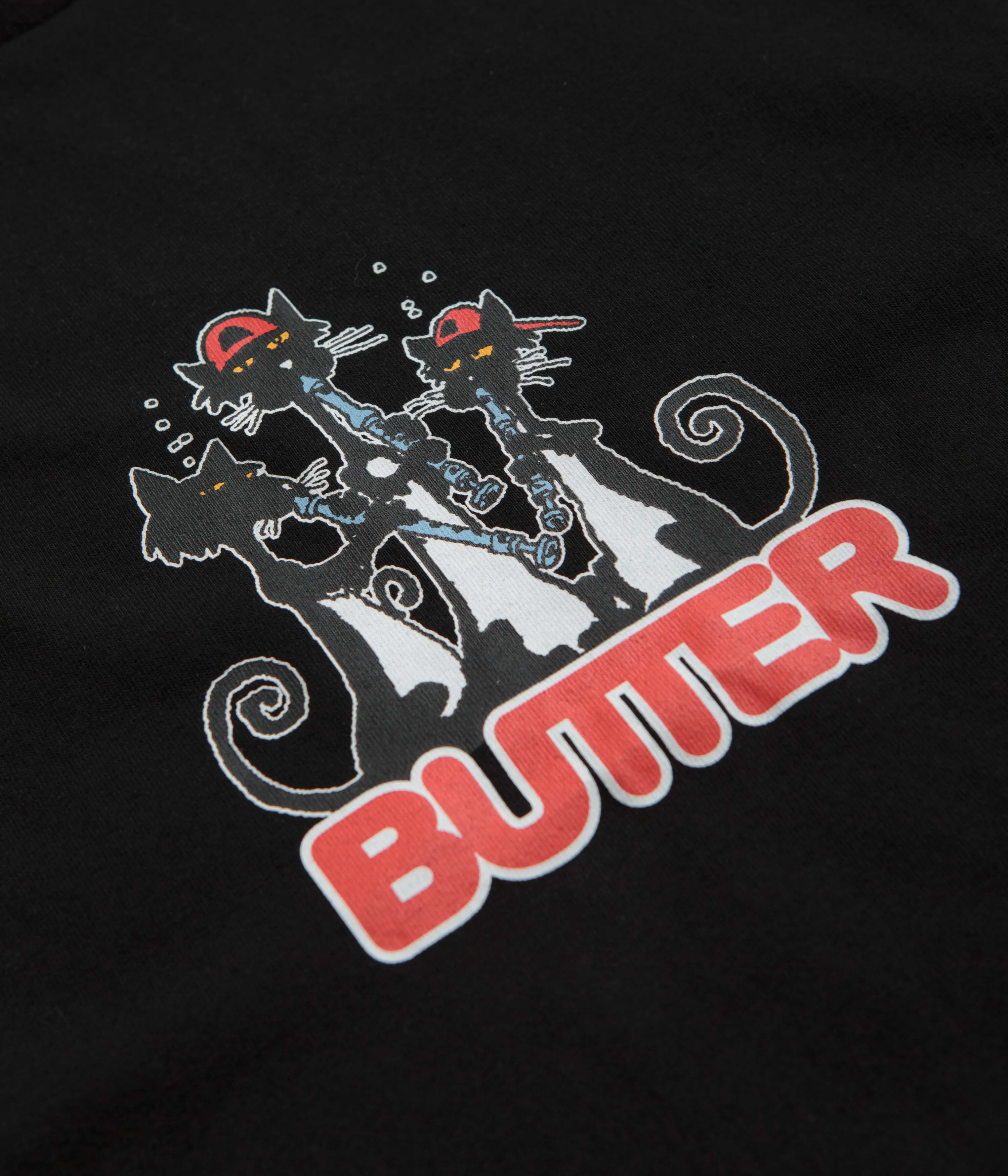 Affordable School campus Butter Goods Cats T-Shirt - Black