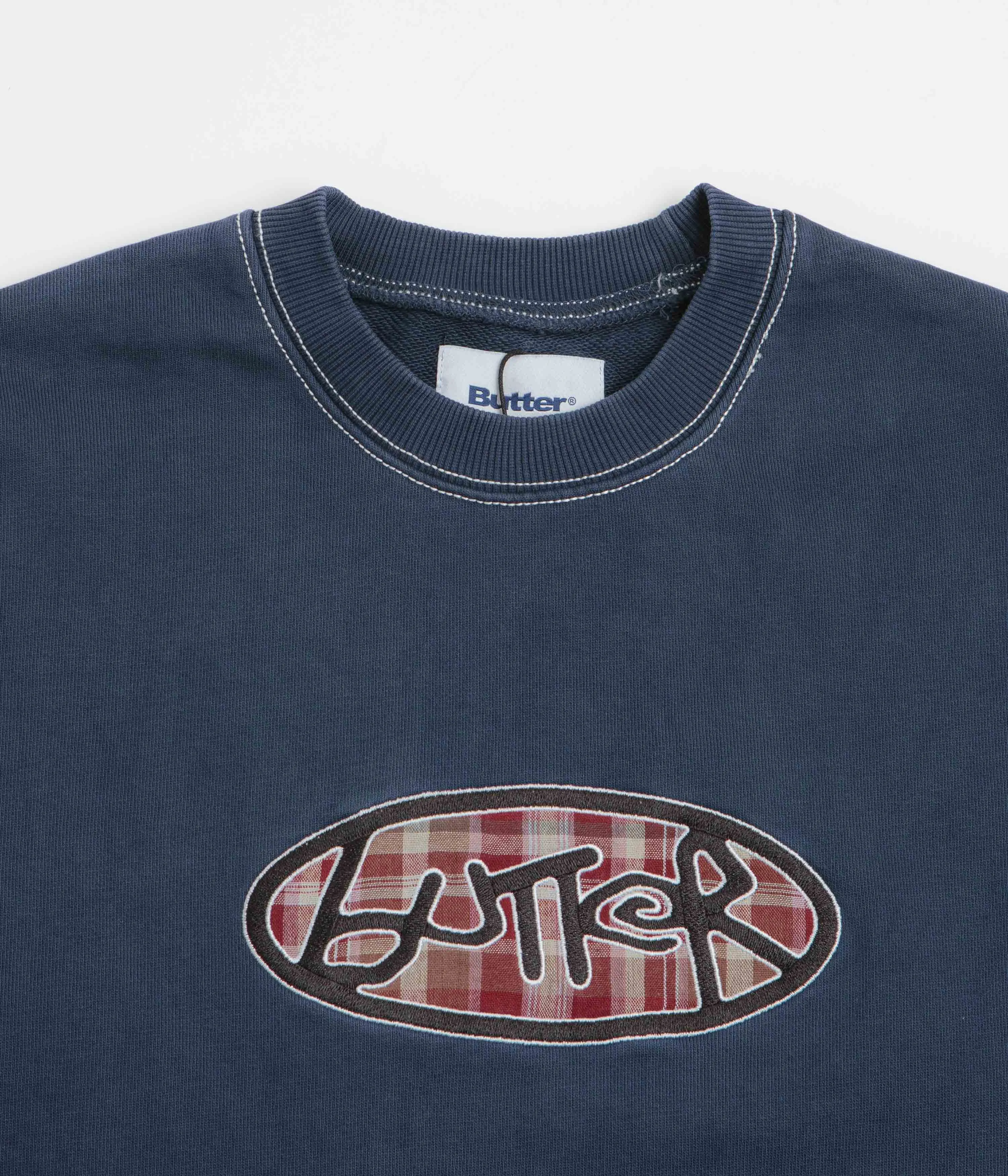 Butter Goods Crust Crewneck Sweatshirt - Washed Navy Fresh Look Animal Print