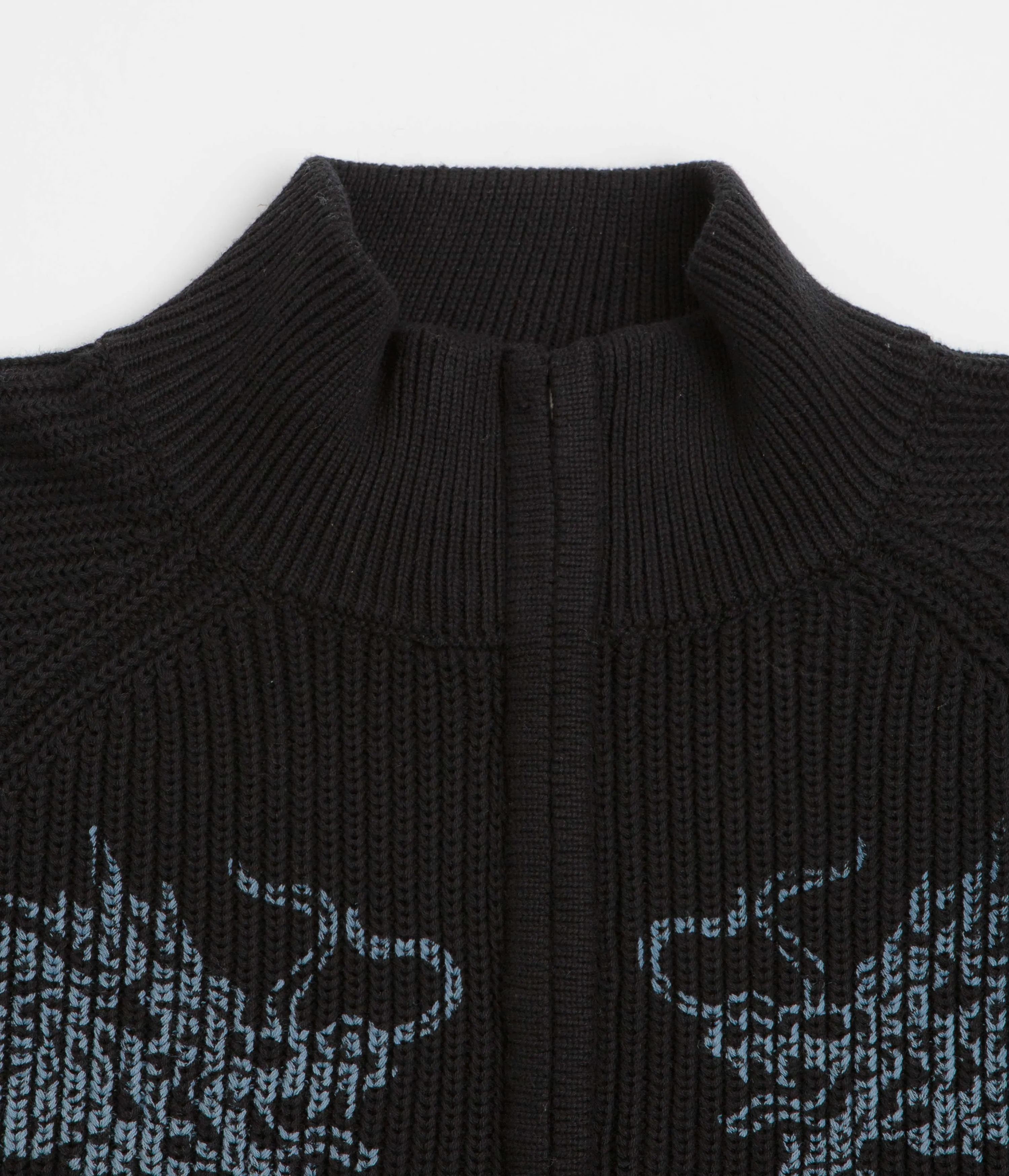 Butter Goods Dragon Zip-Thru Knit Sweatshirt - Black Scoop neck goes with high heels