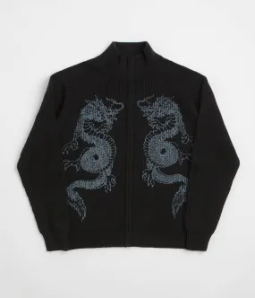 Butter Goods Dragon Zip-Thru Knit Sweatshirt - Black product retro nostalgia