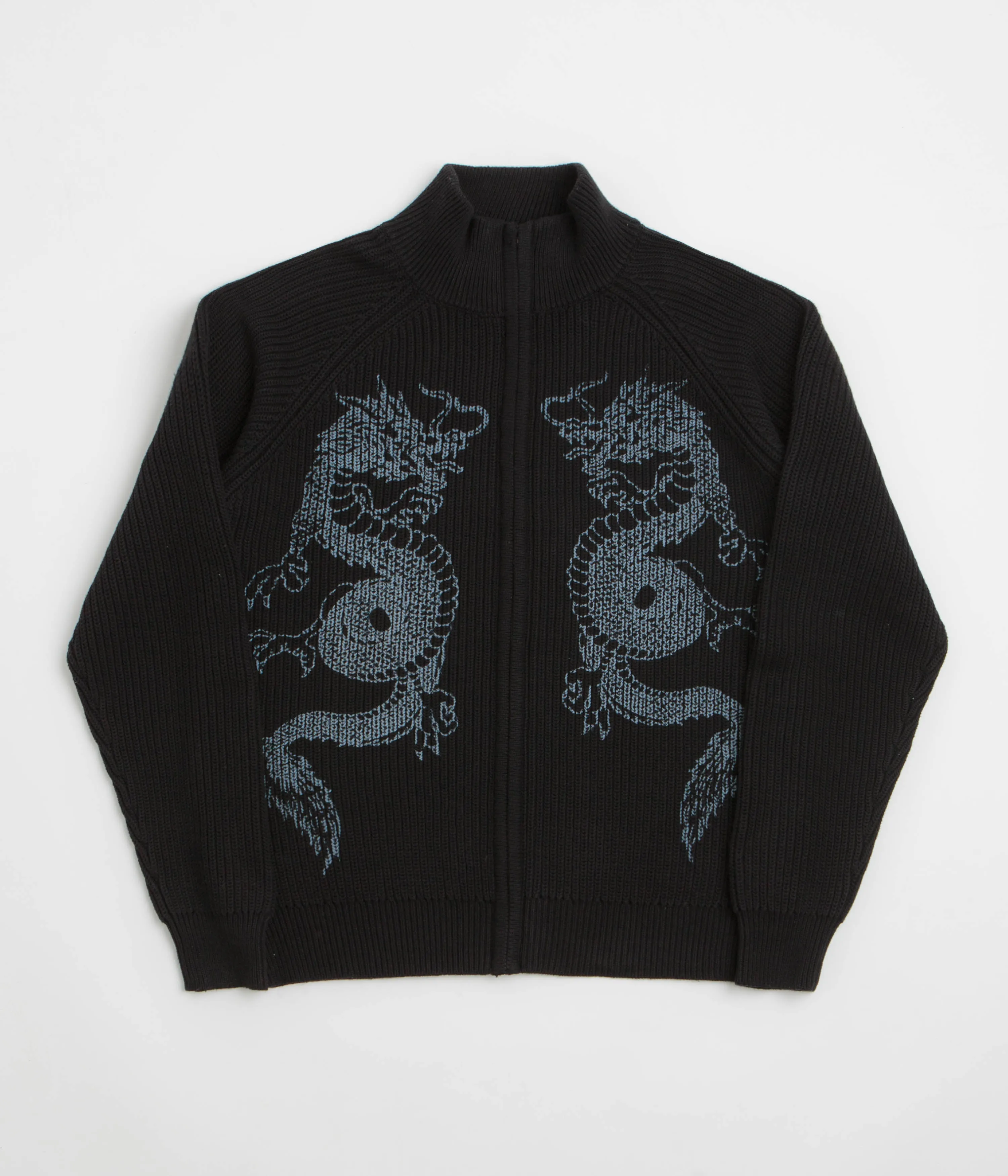 Butter Goods Dragon Zip-Thru Knit Sweatshirt - Black product retro nostalgia
