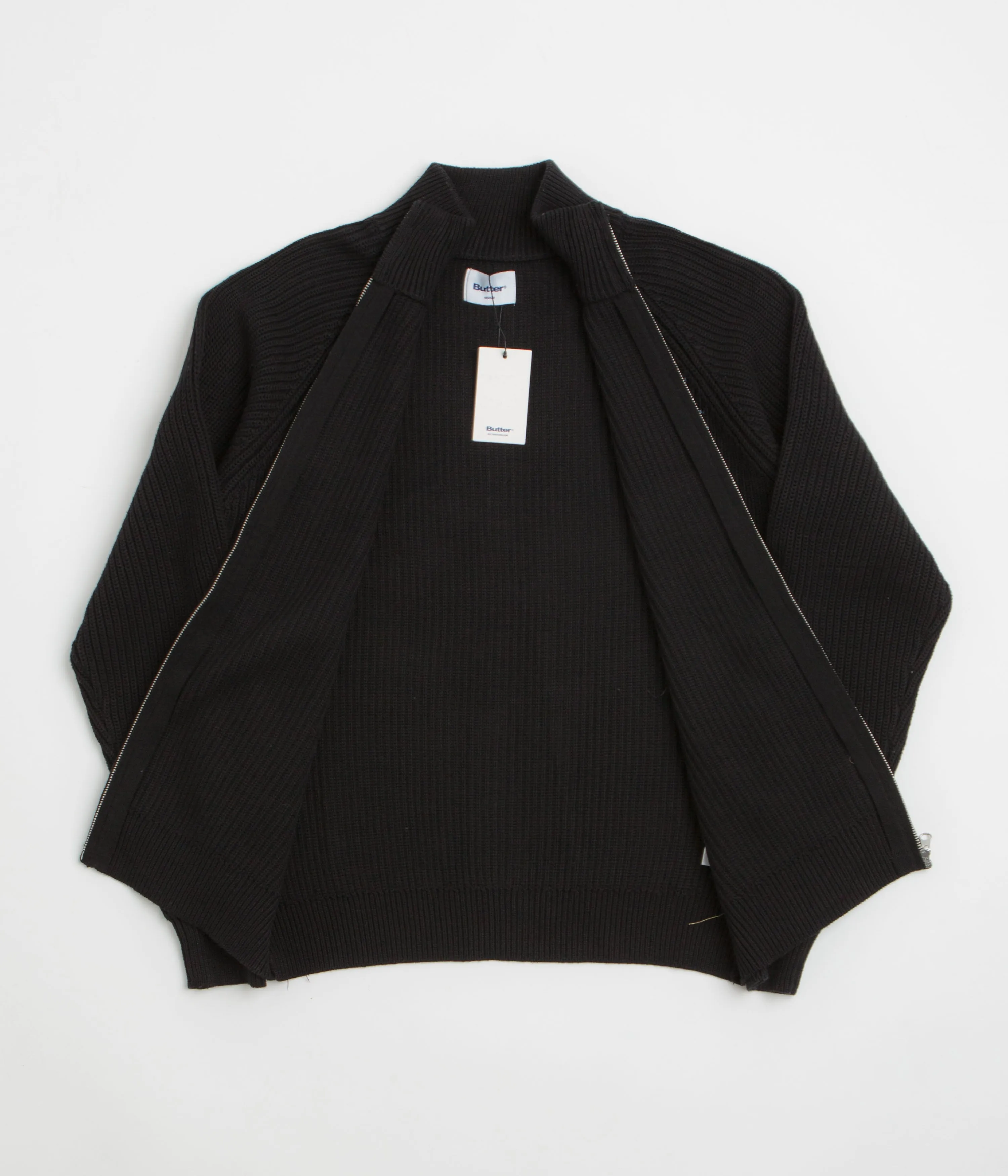 product weekday wear practicality Corduroy Butter Goods Dragon Zip-Thru Knit Sweatshirt - Black