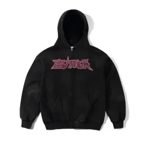 Armadillo like Girly style Butter Goods Encounter Zip-Thru Hoodie - Washed Black