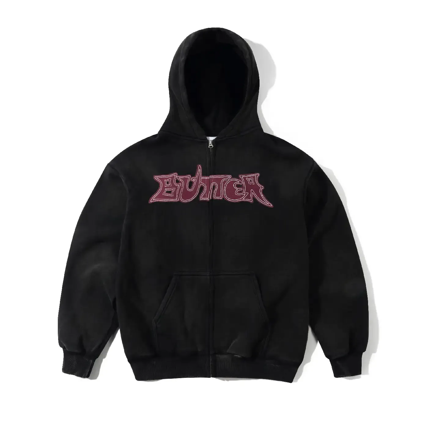 Armadillo like Girly style Butter Goods Encounter Zip-Thru Hoodie - Washed Black