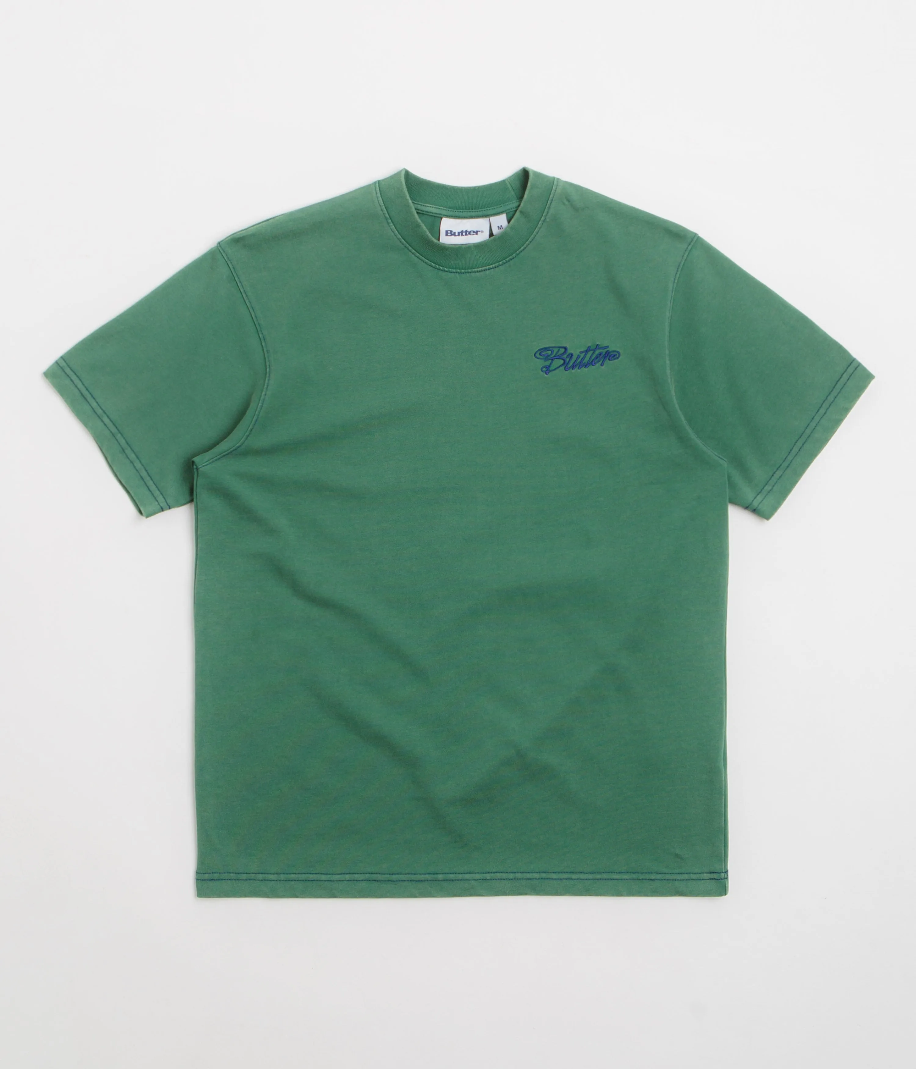 Embroidered Details Butter Goods Jive Contrast T-Shirt - Washed Teal