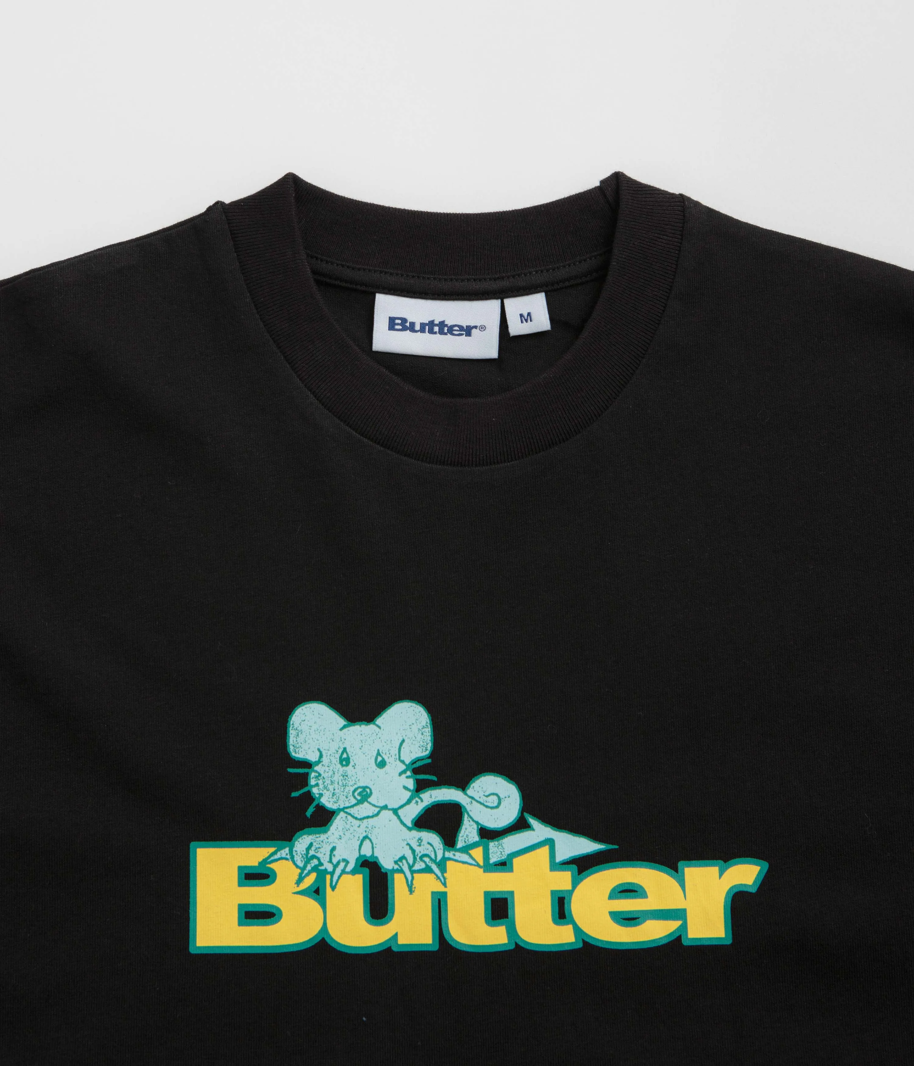 Butter Goods Rat Logo T-Shirt - Black Bright Colors Cool Climate