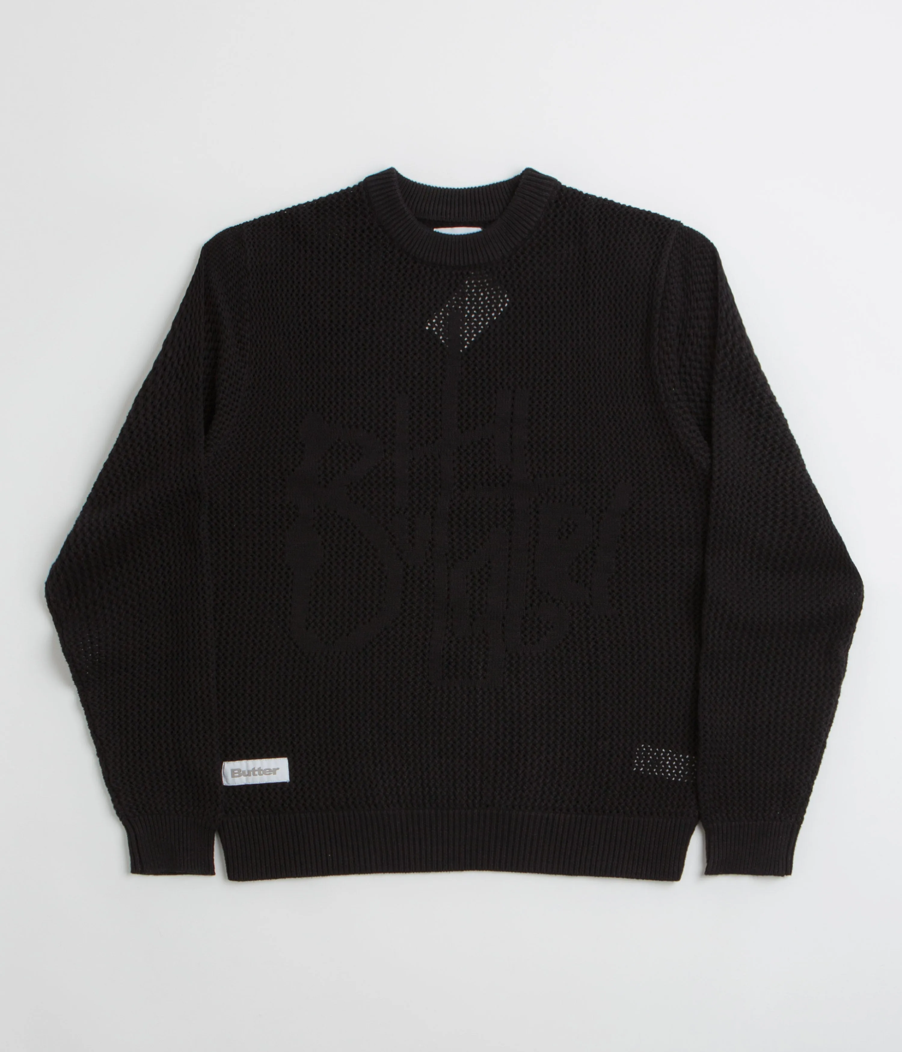 Butter Goods Scribble Knit Sweatshirt - Black full sleeve