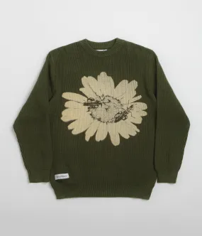 Weekend Chic color fast Butter Goods Sunflower Knit Sweatshirt - Army