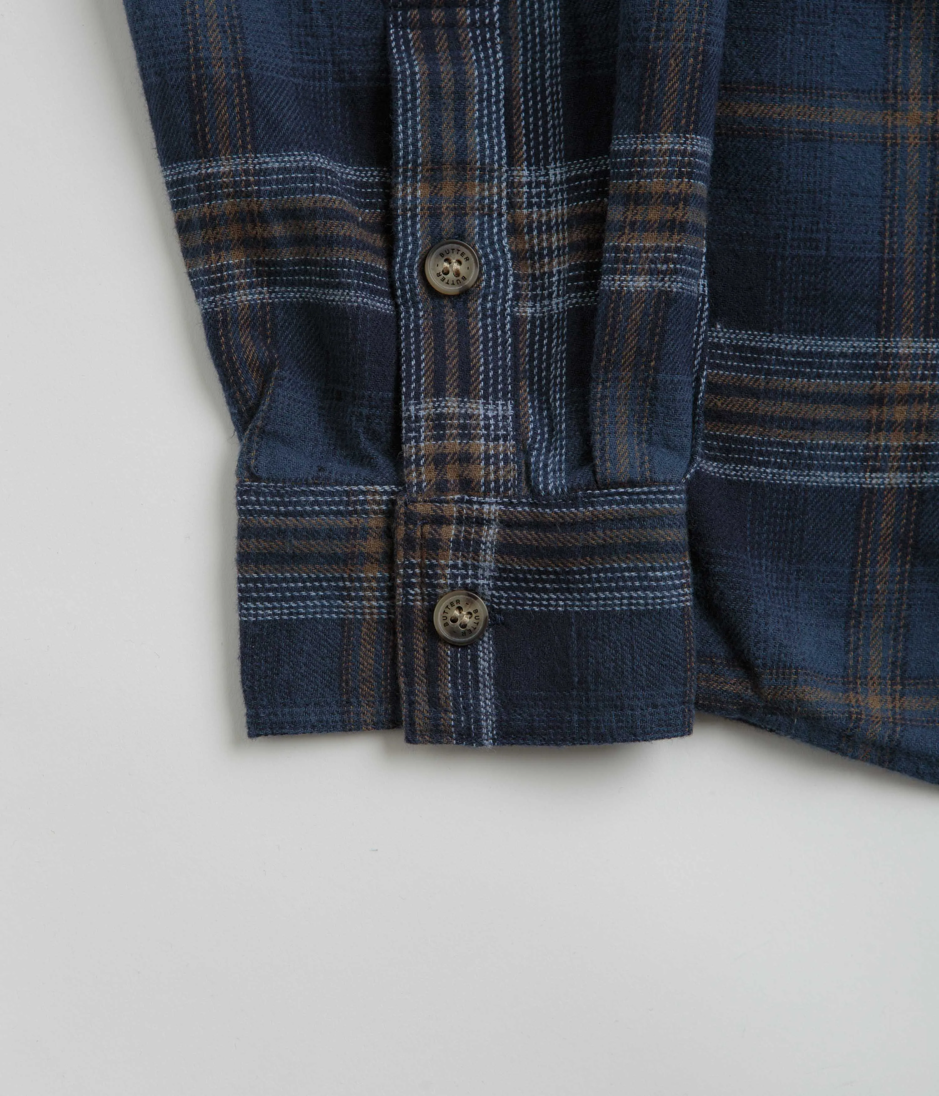 Butter Goods Swirl Plaid Shirt - Navy / White Floral Motif Customizable Design