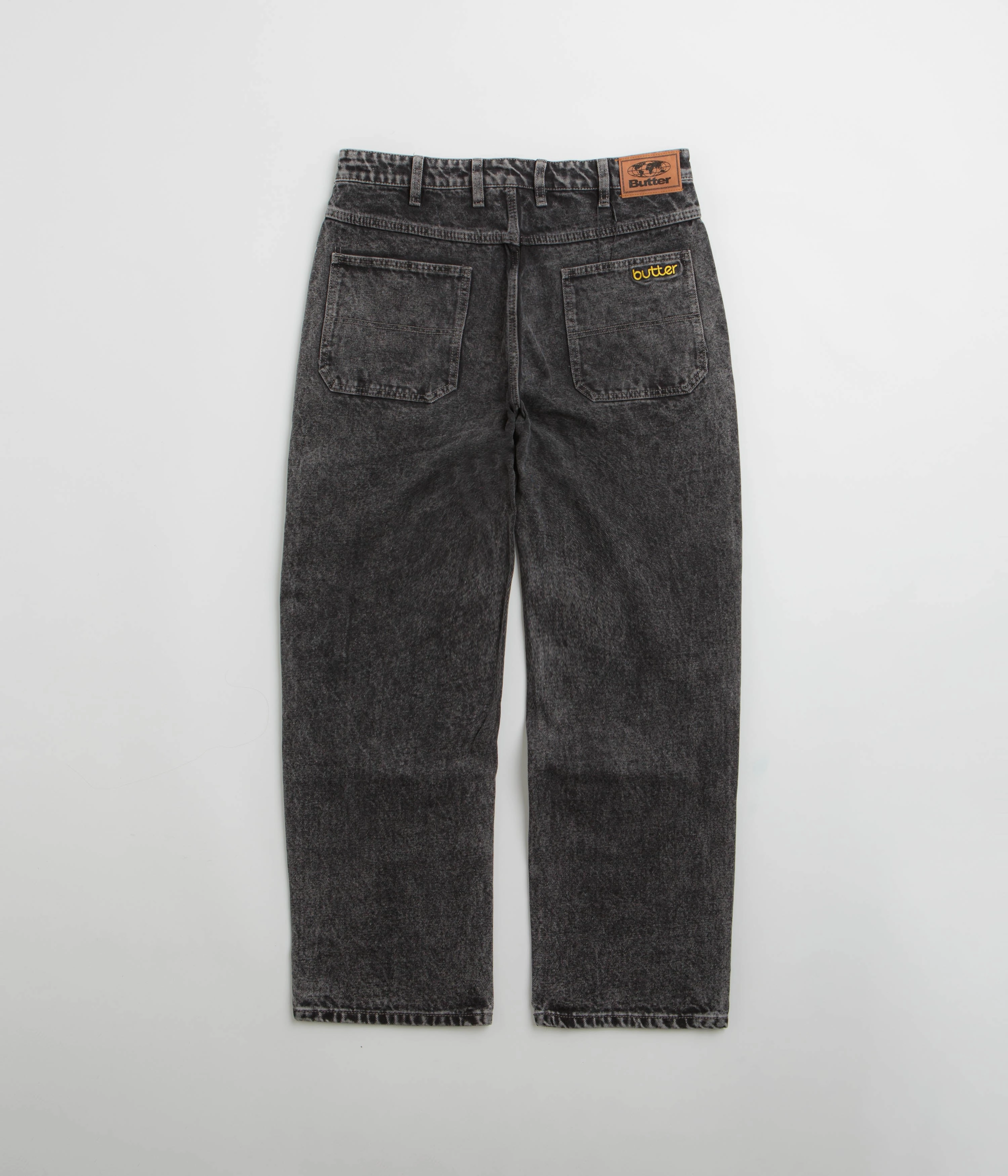 Butter Goods Alpine Jeans - Distressed Black Ripstop Reinforcement