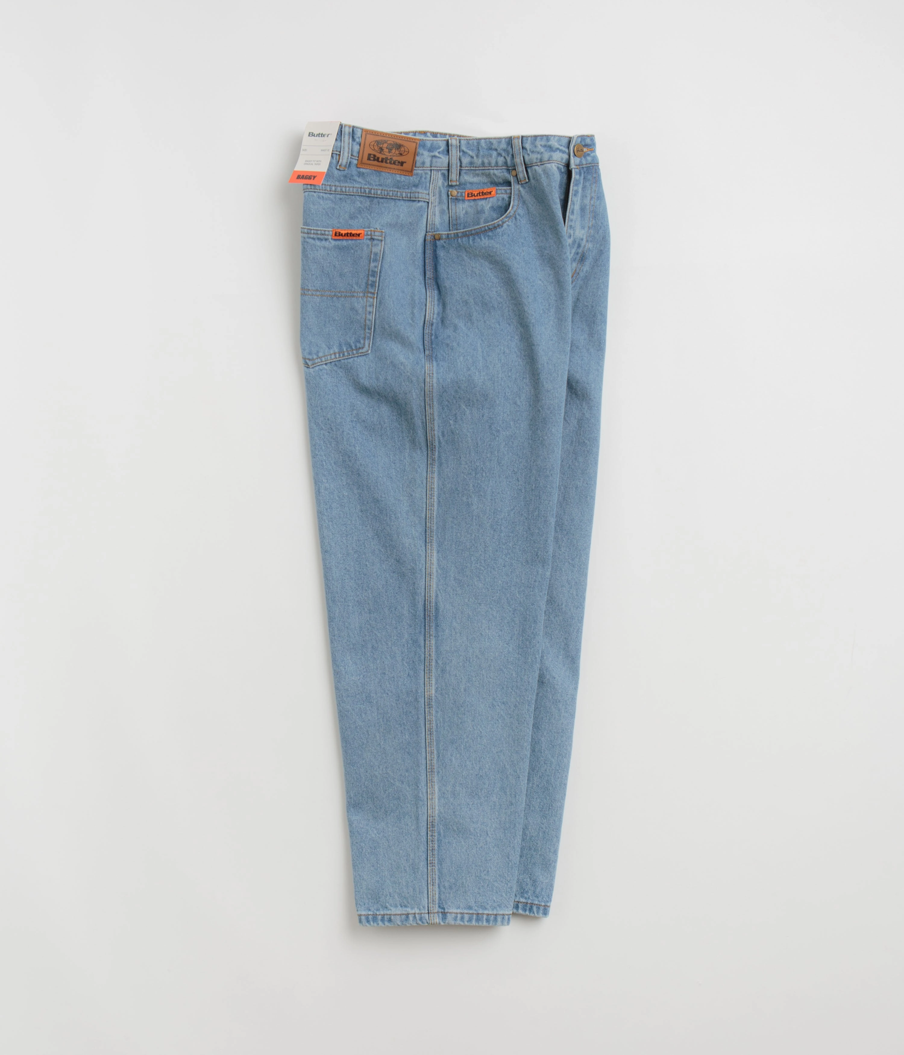 Breathable mesh lining ErgonomicStitching Butter Goods Baggy Jeans - Washed Indigo / Indigo