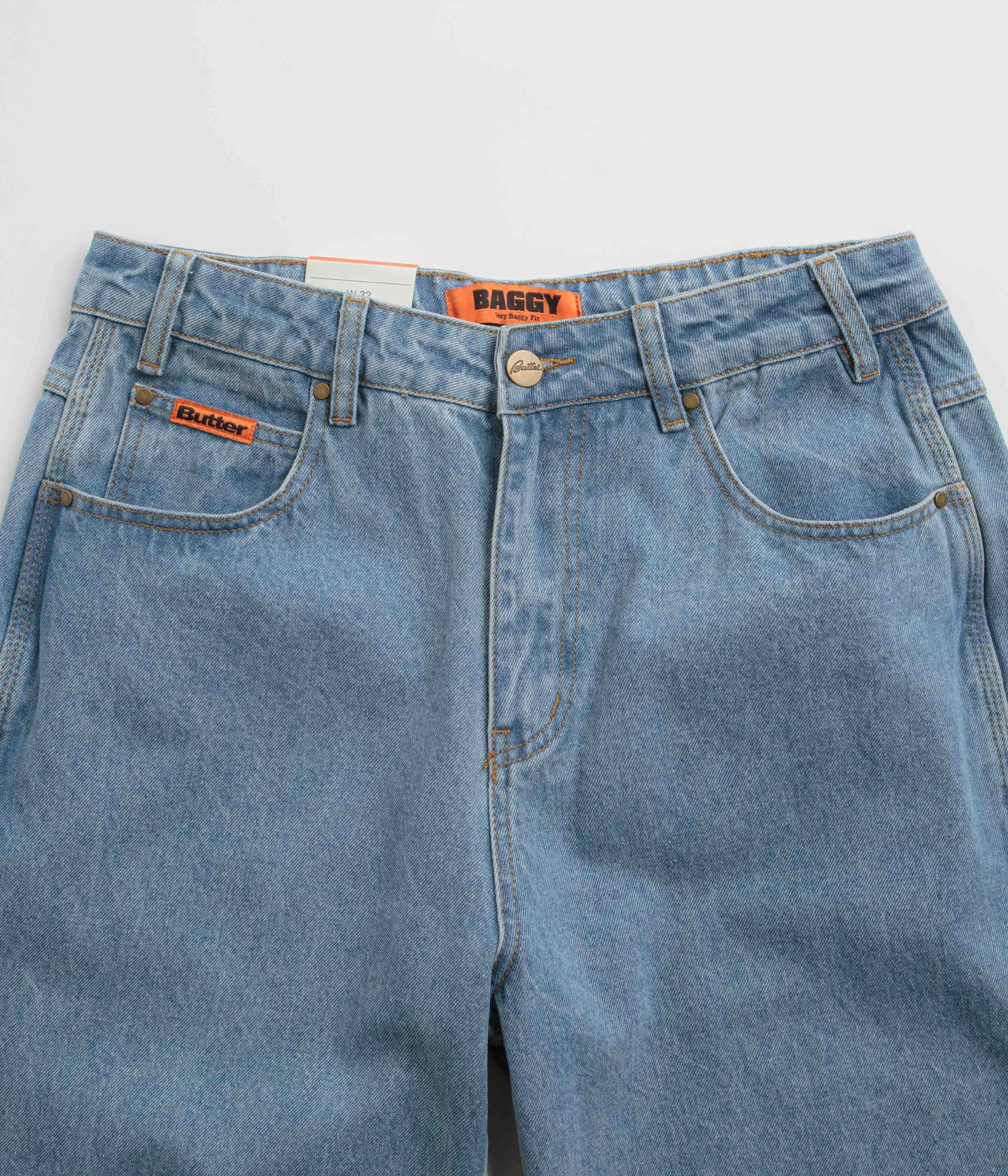Bold Design Stain Repellent Coating Butter Goods Baggy Jeans - Washed Indigo / Indigo