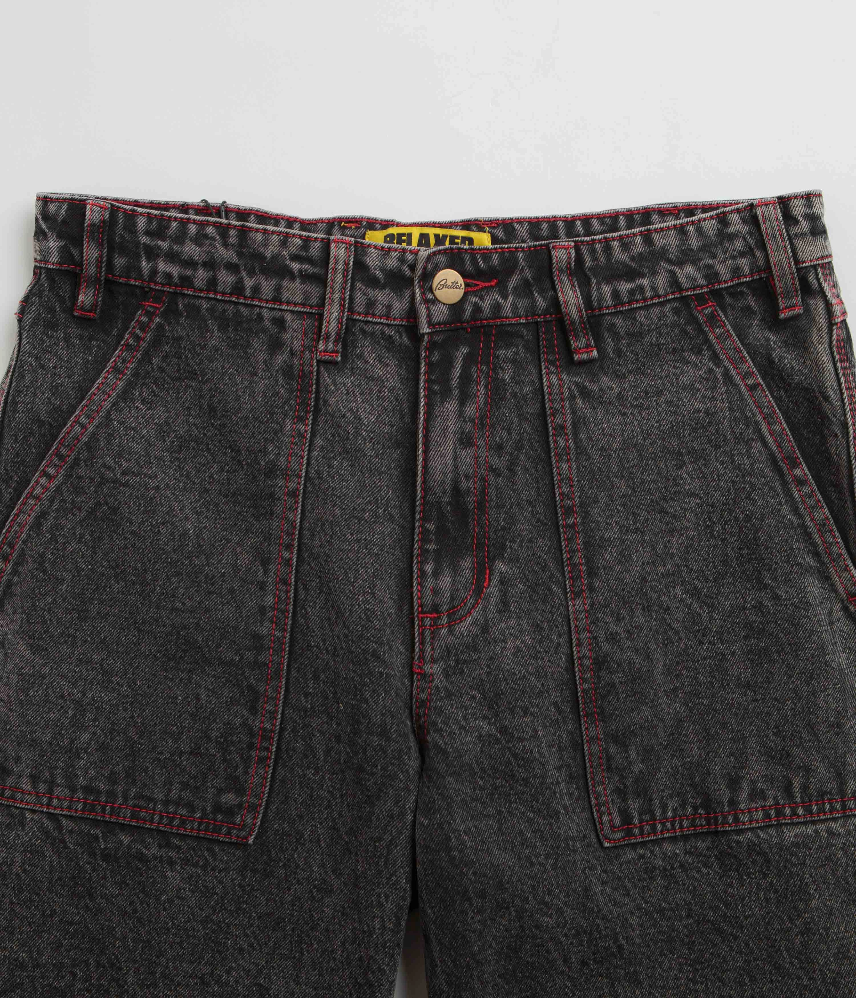 Butter Goods Breakdown Relaxed Jeans - Acid Wash Black No Gap Waist Construction