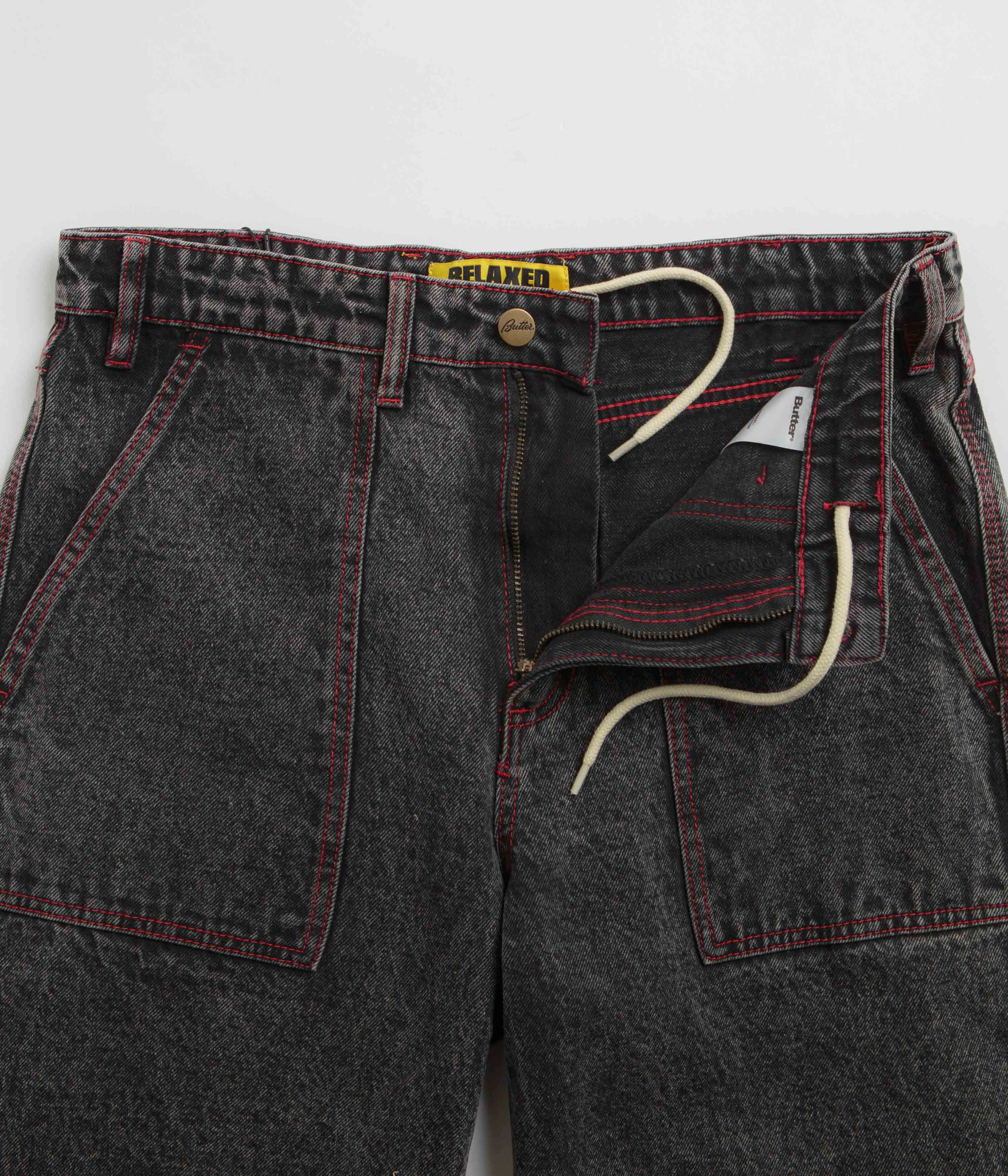 Butter Goods Breakdown Relaxed Jeans - Acid Wash Black Functional Style