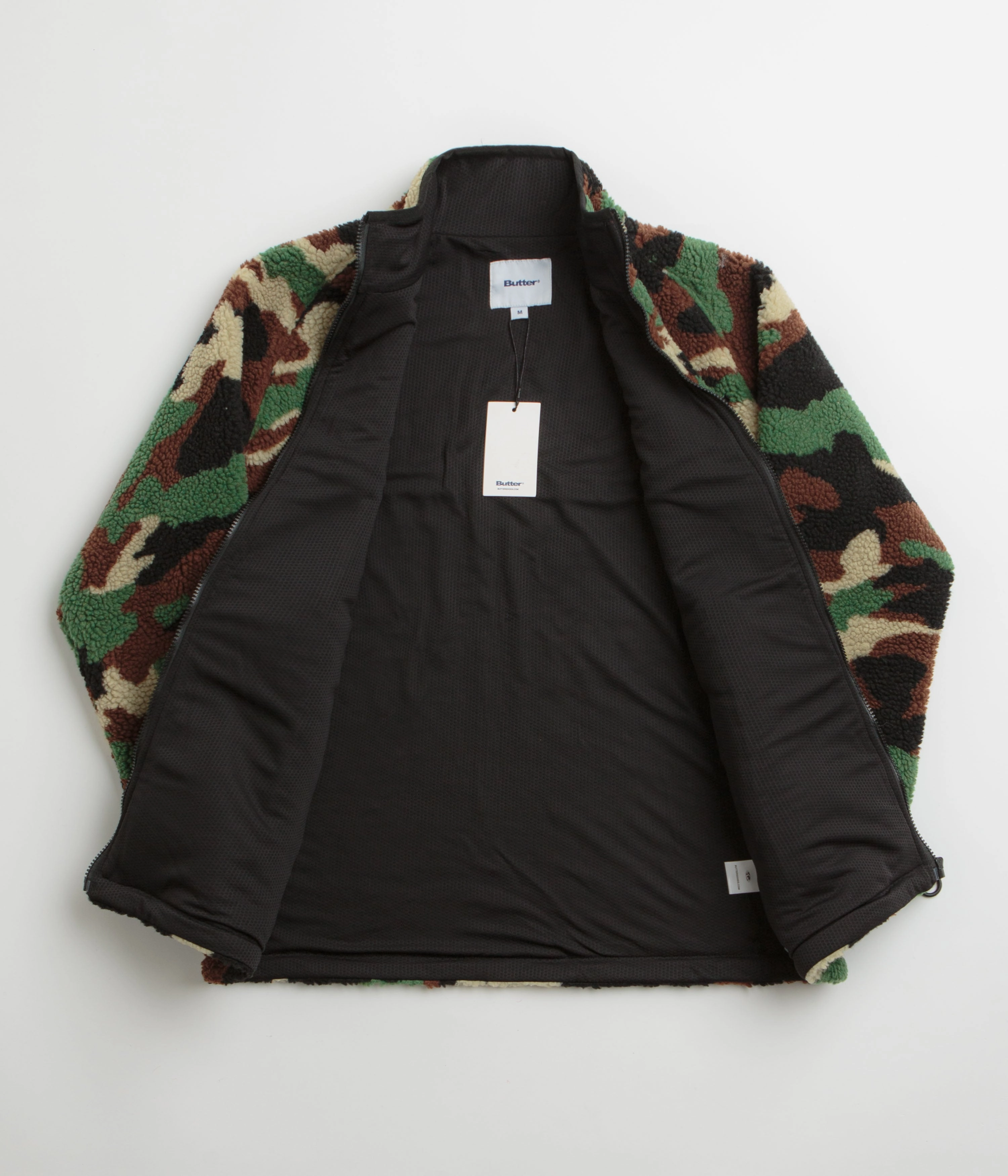 Butter Goods Camo Sherpa Jacket - Forest Green Visualize