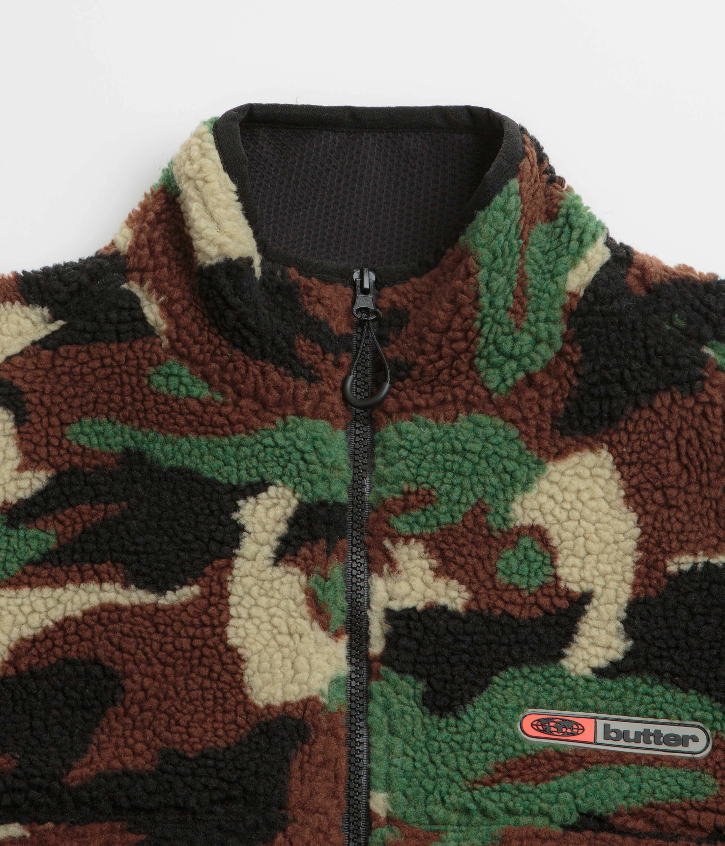 Packable design Refresh Butter Goods Camo Sherpa Jacket - Forest Green