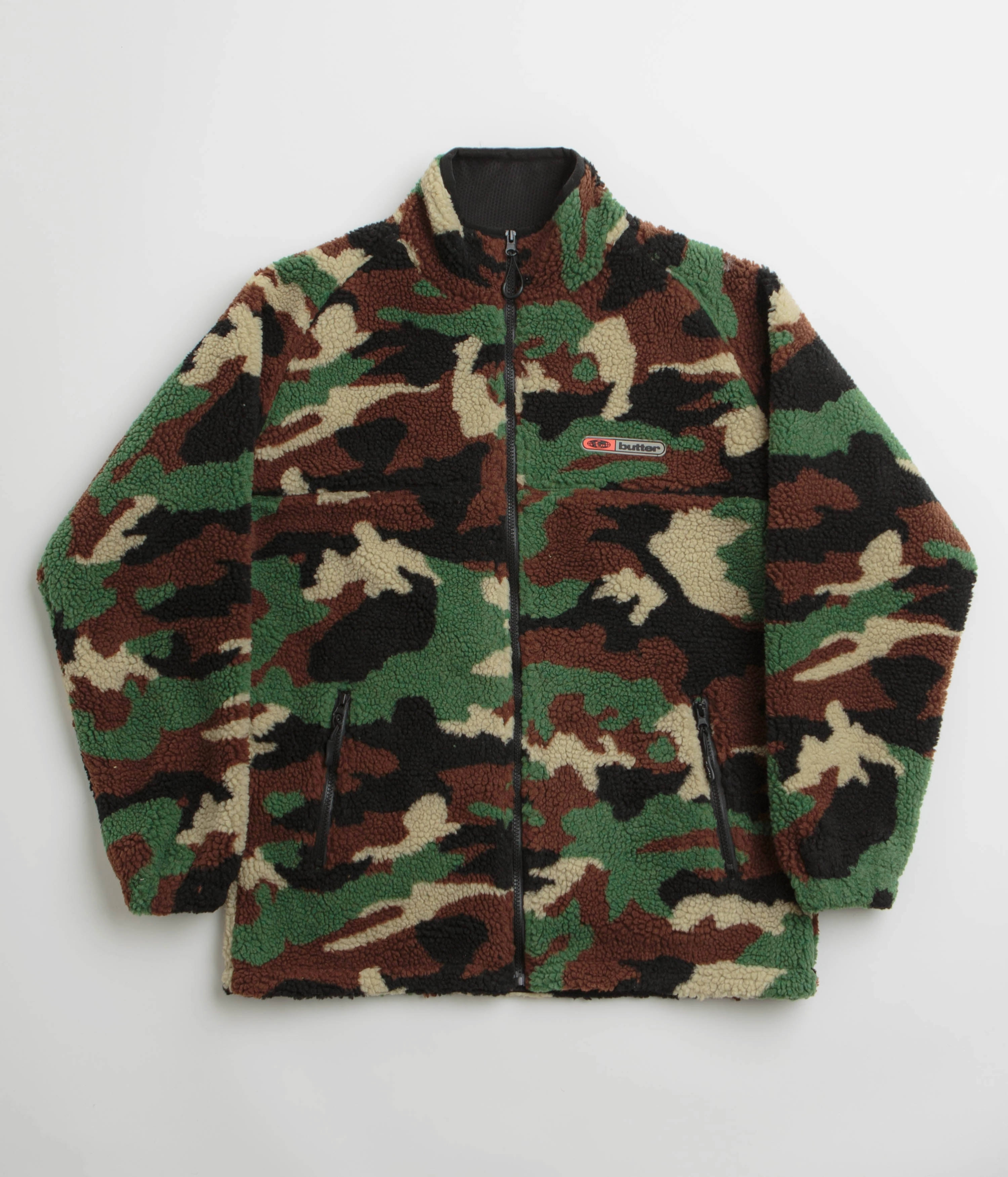 Rain Blocker Primaloft Insulation Butter Goods Camo Sherpa Jacket - Forest Green