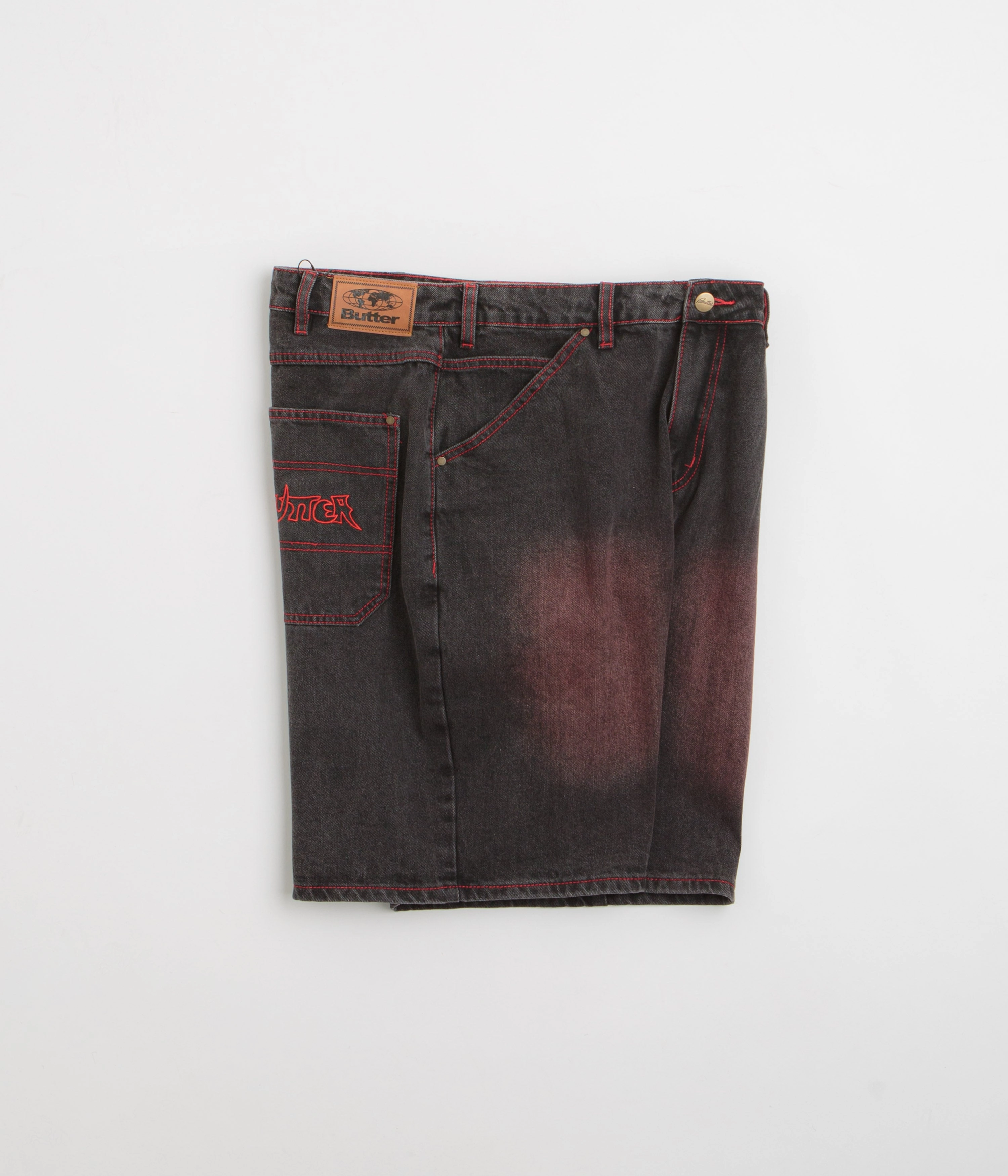 Butter Goods Encounter Denim Shorts - Tinted Washed Black Free Size Adjuster